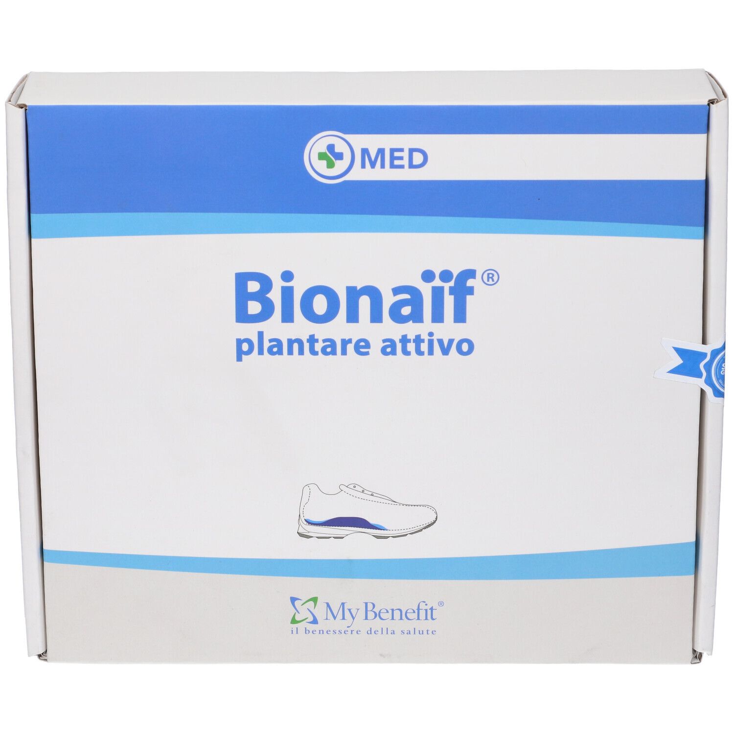 Confezione del prodotto, vista frontale. Scritta: Bionaif plantare attivo. Logo e immagine del prodotto.