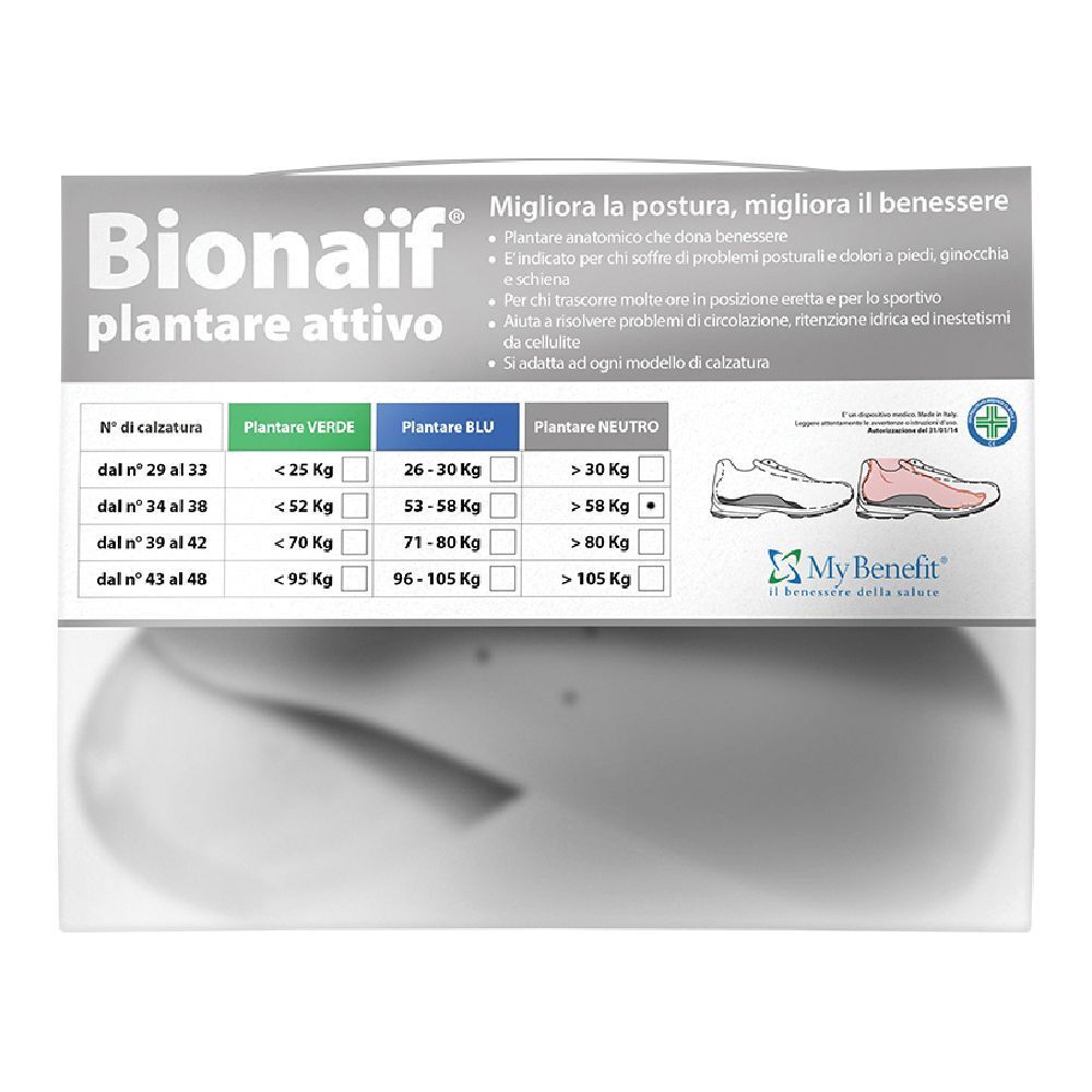 Plantare Attivo Preformato Bionaif Neutro Misura Piccola 2 Pezzi