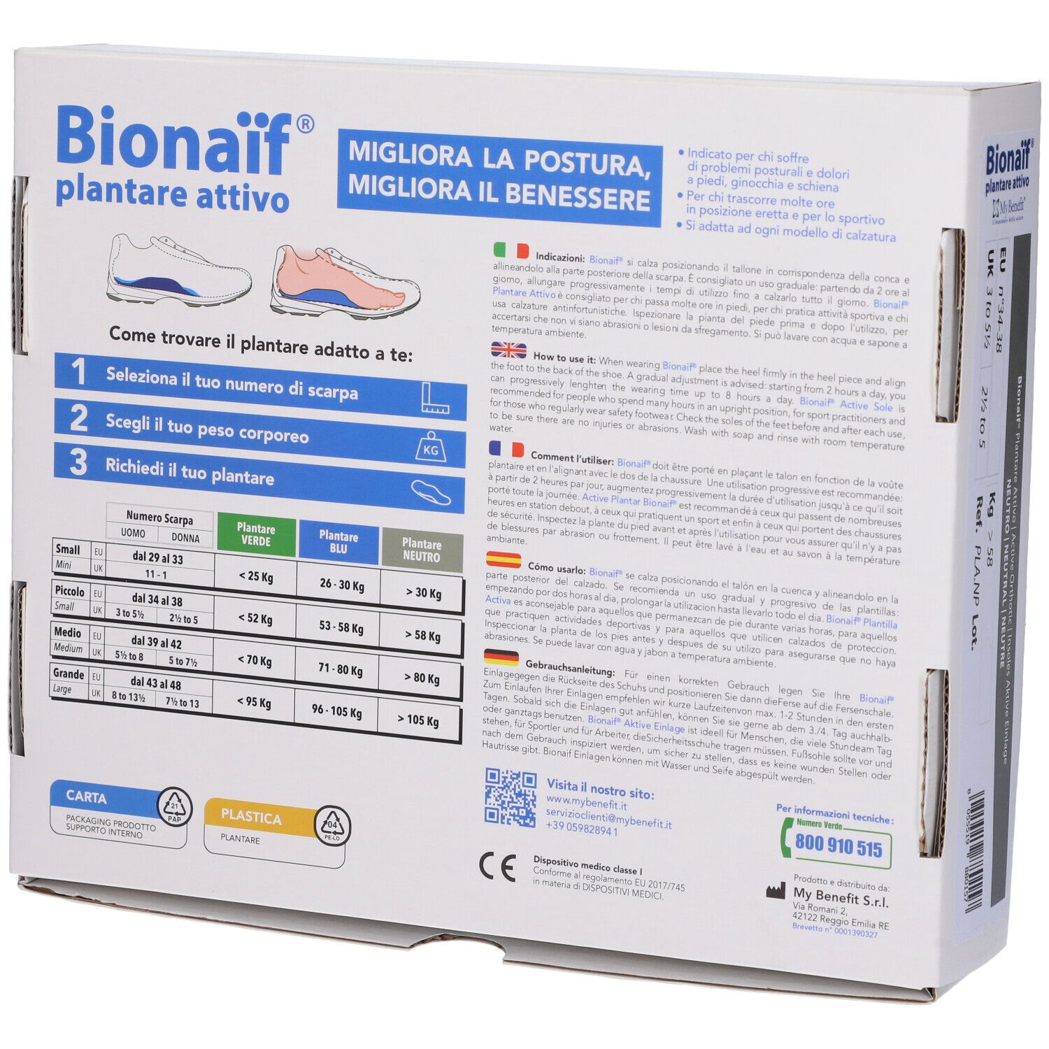Plantare Attivo Preformato Bionaif Neutro Misura Piccola 2 Pezzi