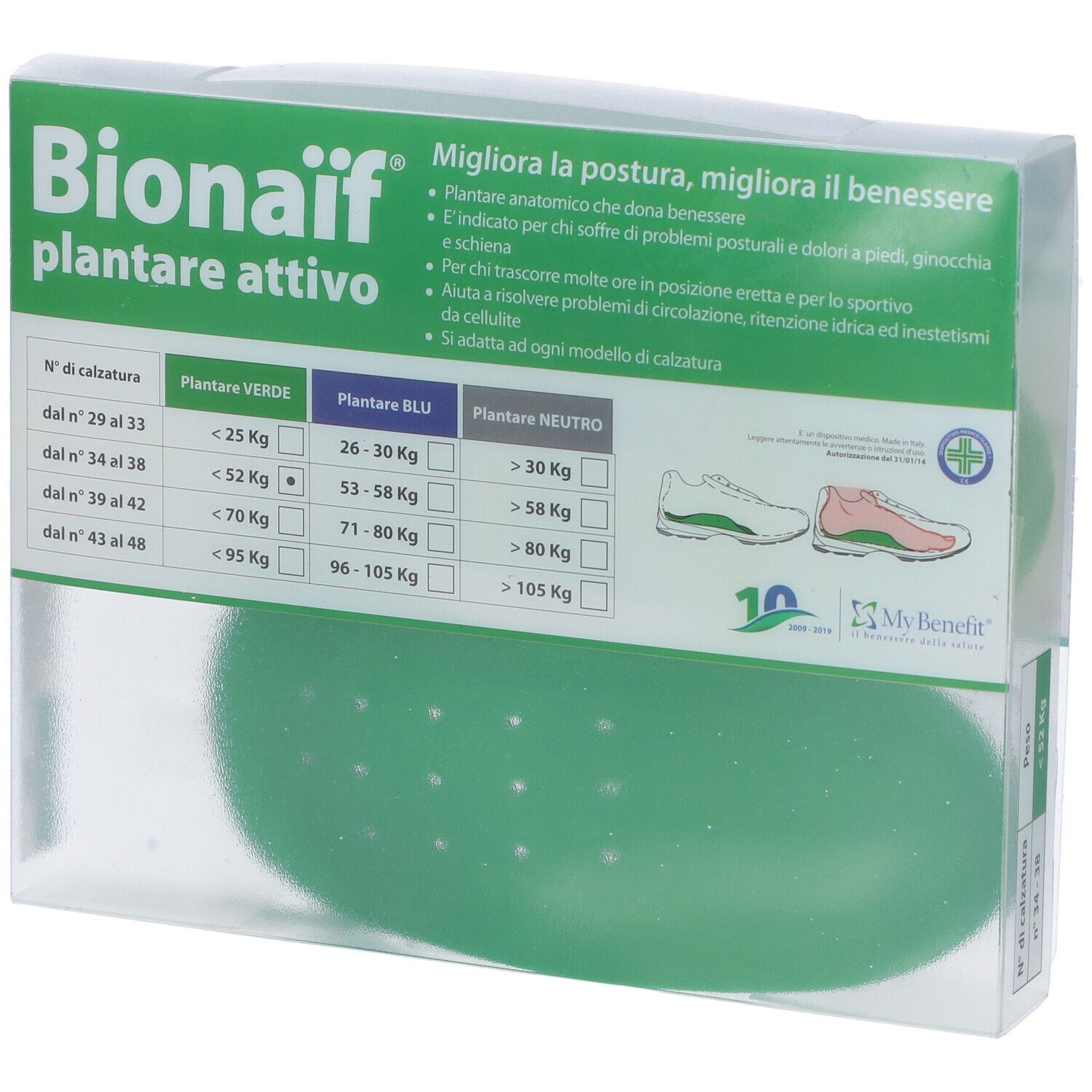 Plantare Attivo Preformato Bionaif Verde Misura Piccola 2 Pezzi