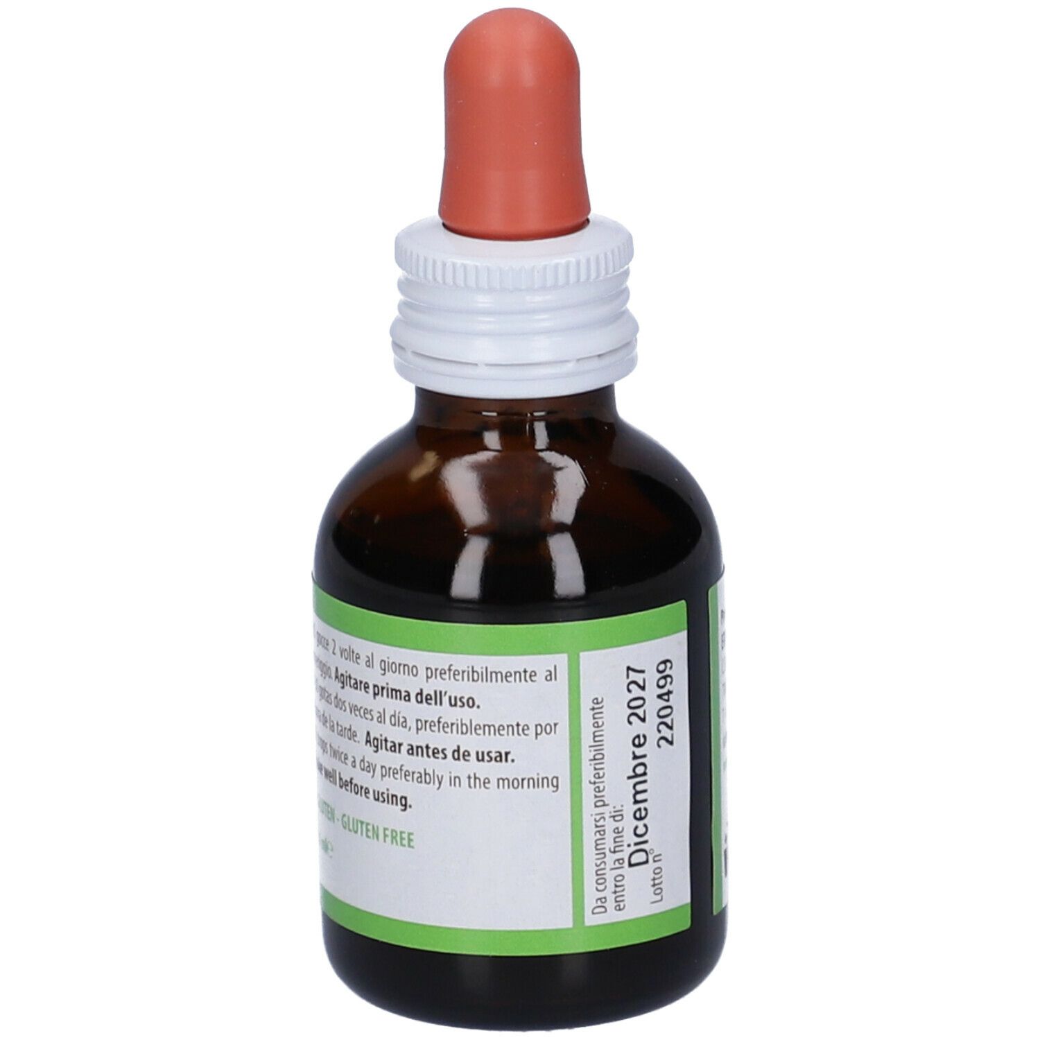Flacone di vetro marrone con contagocce. Scritto: ImmunVin, Integratore alimentare. Marchio: Erbenobili. Con etichetta.