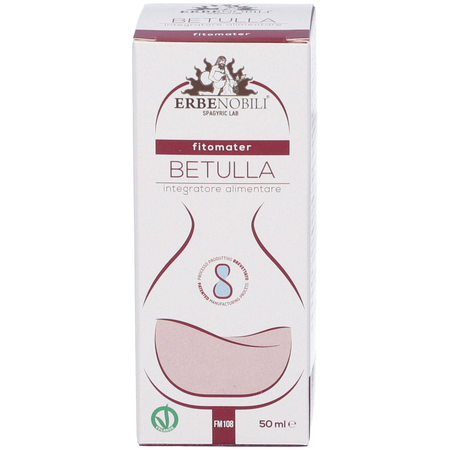 Scatola per Fitomater Betulla 50ml, con logo Erbenobili e sigilli.