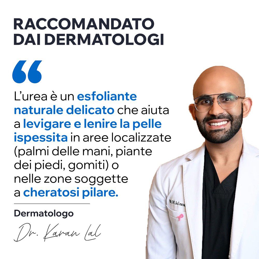 Il dermatologo Dr. Karan Lal raccomanda Uriage Kératosane 30 Gel-Crema con urea.