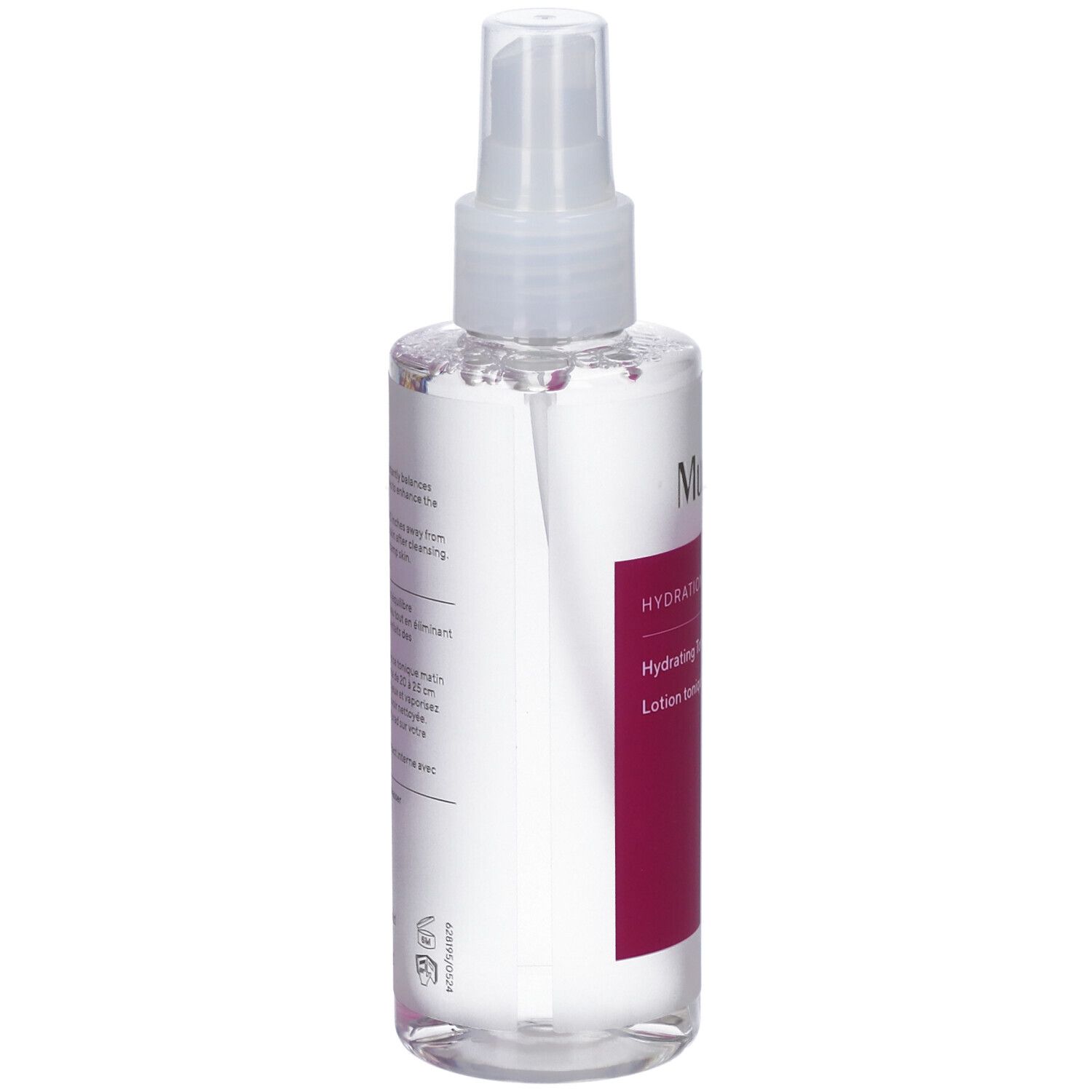 Flacone trasparente con vaporizzatore. Etichetta con Murad, Hydration, Hydrating Toner.