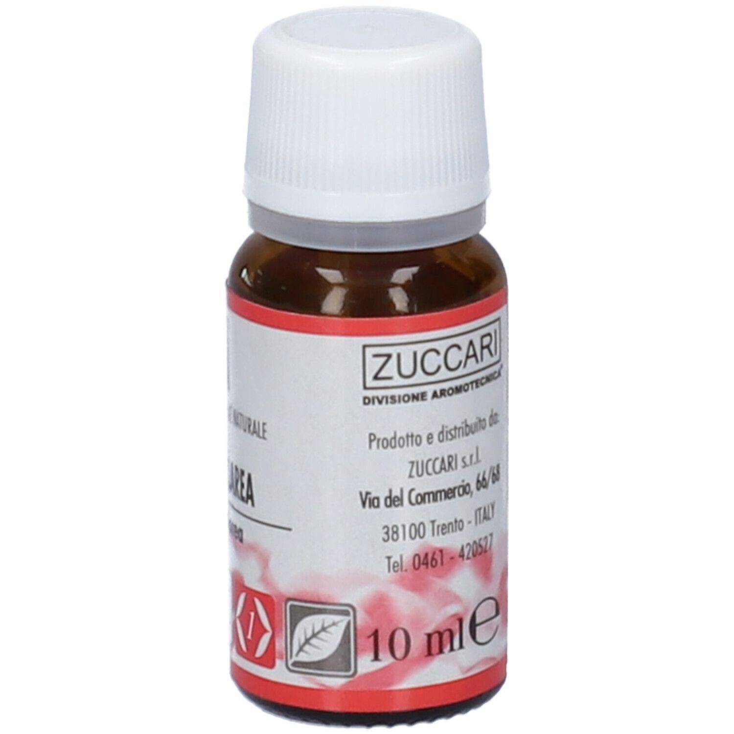 Flacone in vetro ambrato con tappo a vite bianco, 10 ml, marca Zuccari.