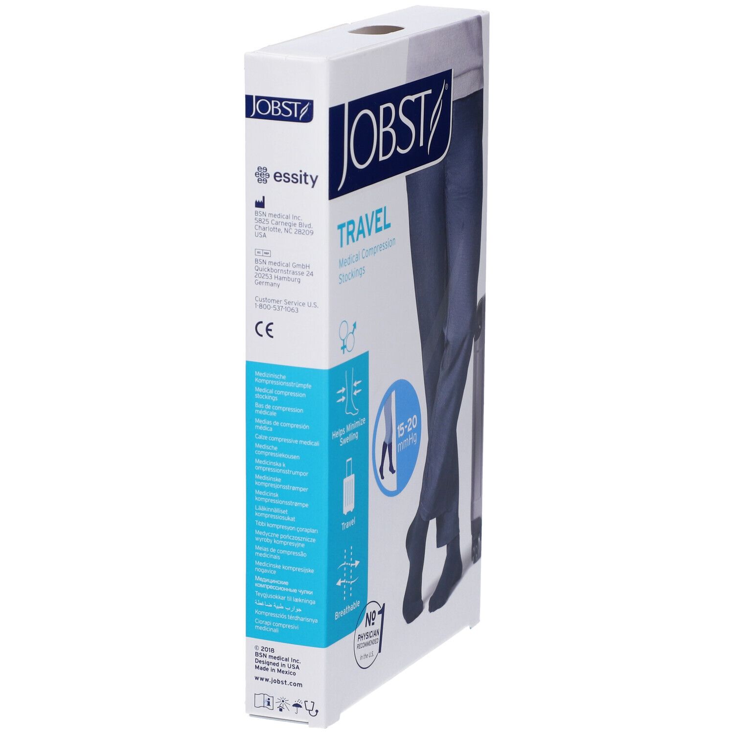 Confezione di calze a compressione JOBST Travel. Calze a compressione medica, 15-20 mmHg. Con marchio CE.