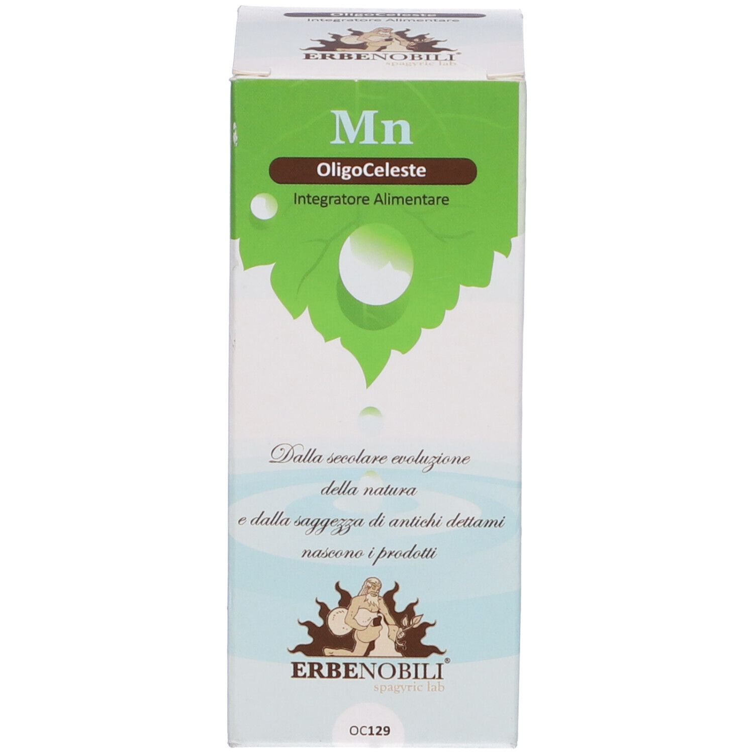 Confezione in cartone con informazioni sul prodotto. Colori verde e bianco, nome del prodotto e logo visibili.