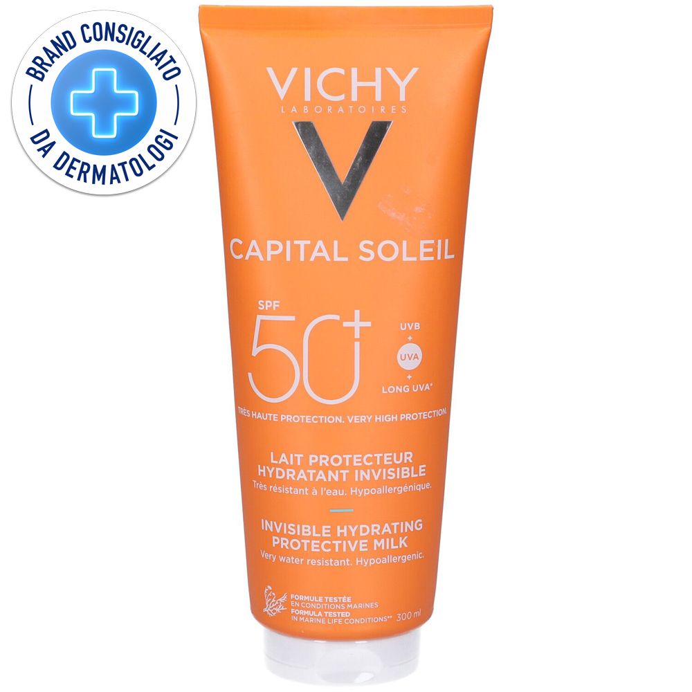 Vichy Capital Soleil Latte idratante fresco - Viso e corpo - Protezione Molto Alta SPF 50+ 300 ml + ECH CS LT AP SOLEIL T100ML8 LANGUES GRATIS