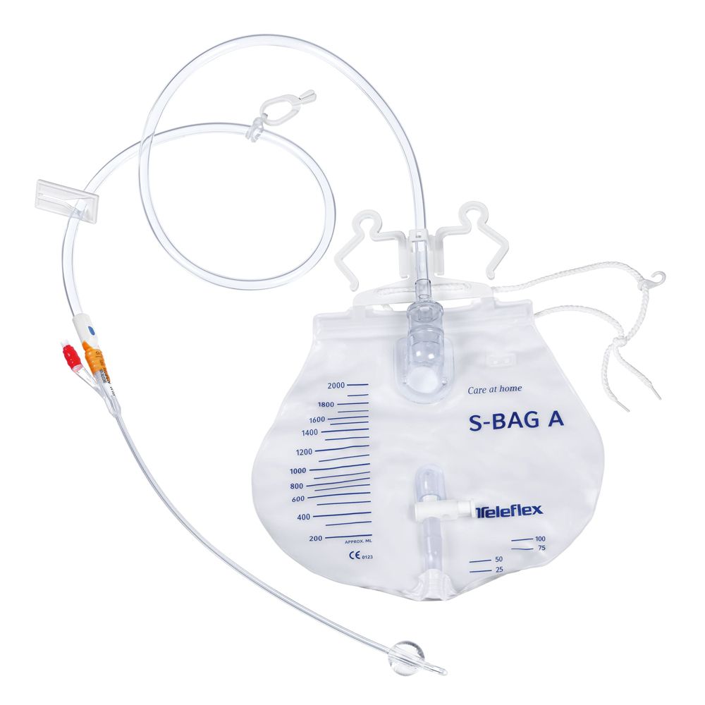 Catetere In Silicone Scanalato Profilcath Preconnesso Ch20 Lunghezza 40Cm + Sacca Di Drenaggio Da 2000Ml Graduata Con Tubo Di Scarico Elastico E Chiusura A Morsetto