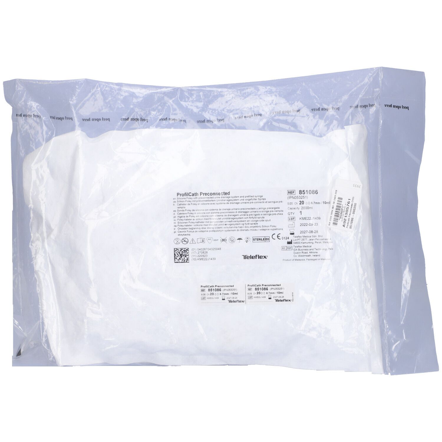Confezione con prodotto. Scritta: ProfilCath Preconnesso. Marchio: Teleflex. Con etichetta e codice a barre.