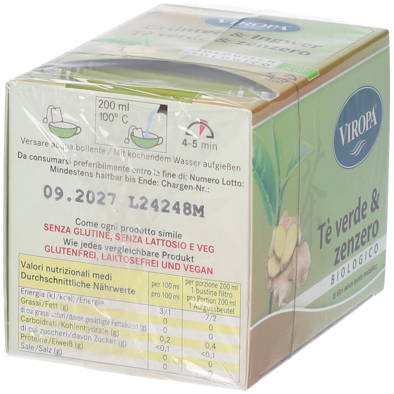 Viropa Te' Verde&Zenzero Bio 15 Filtri