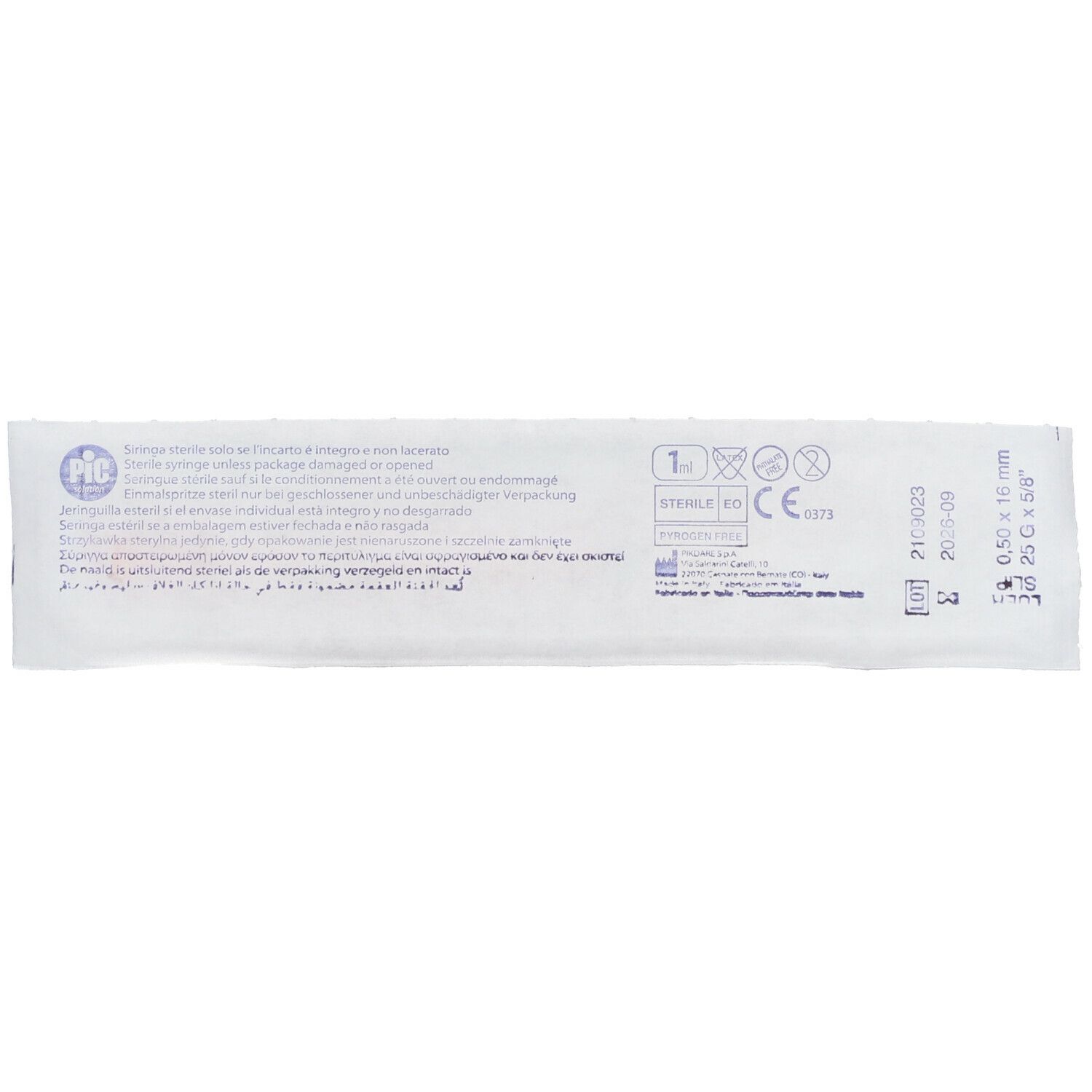 Pic Solution Siringa per Insulina 1 ml Con Ago 25G