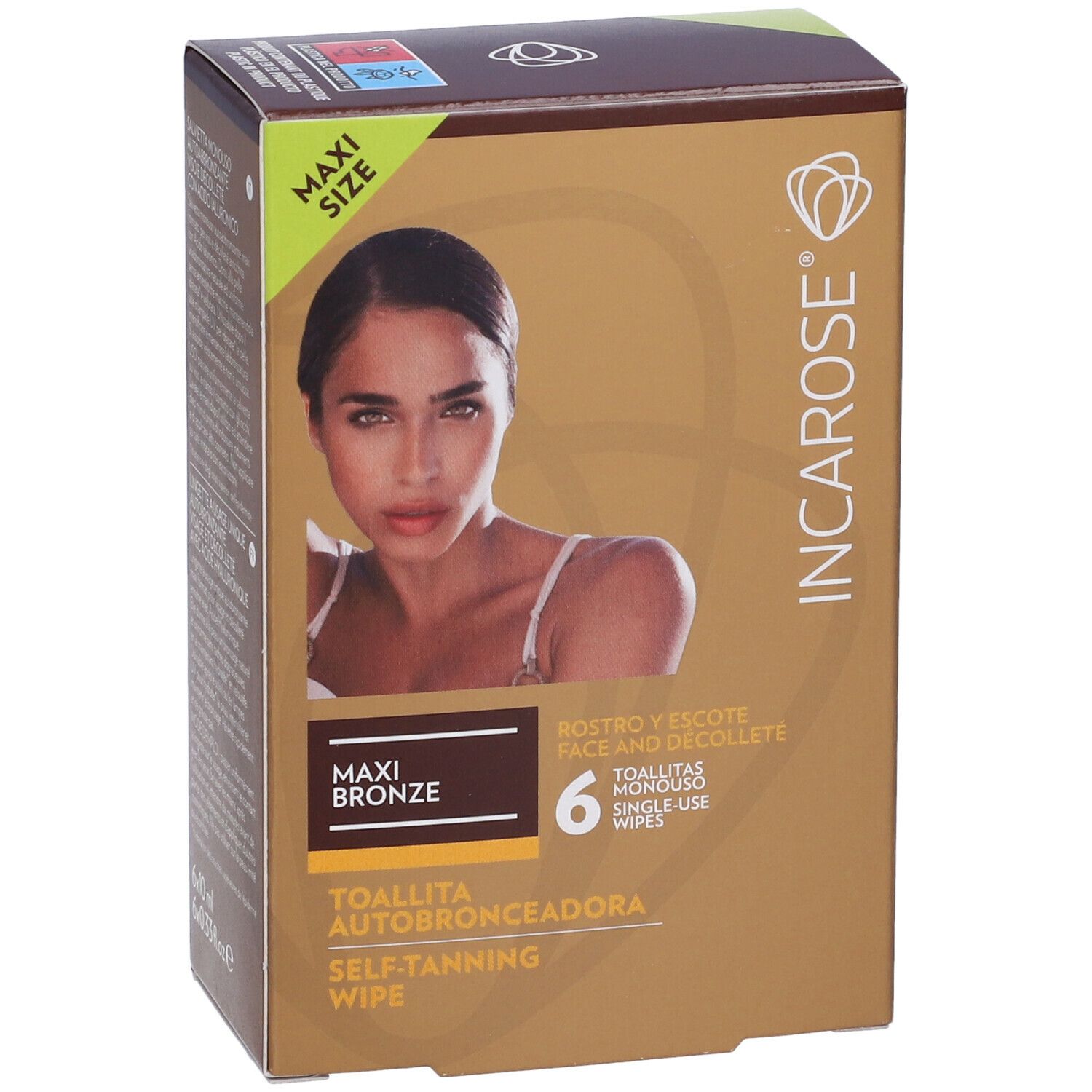 INCAROSE® Maxi Bronze 6 Salviette Viso/dec. Veg. Stam.