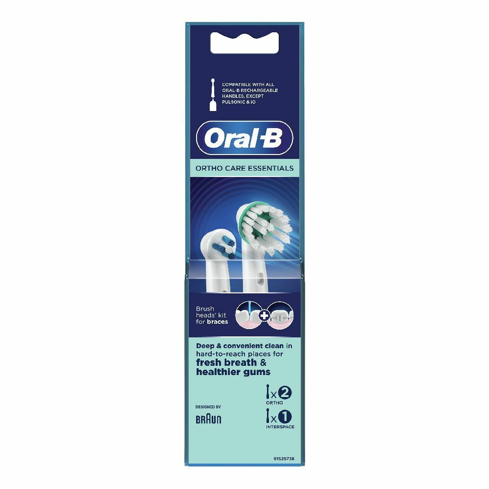 Oral-B Ortho Care Essentials Testine di ricambio 3 ricambi