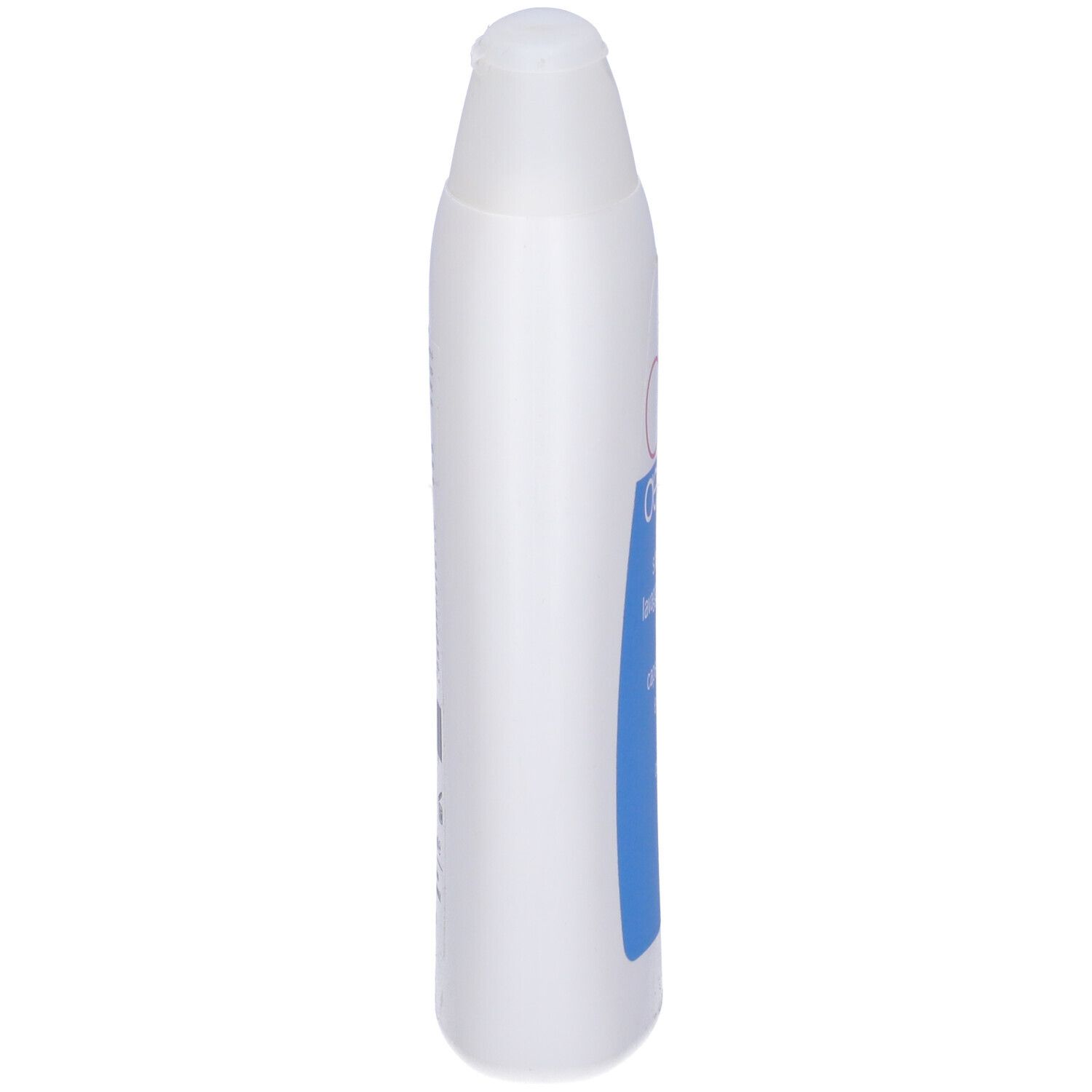 Flacone di shampoo bianco, vista laterale. Scritta: Aiderm, Shampoo Lavaggi Frequenti, Capelli sfibrati e fragili, con urea.