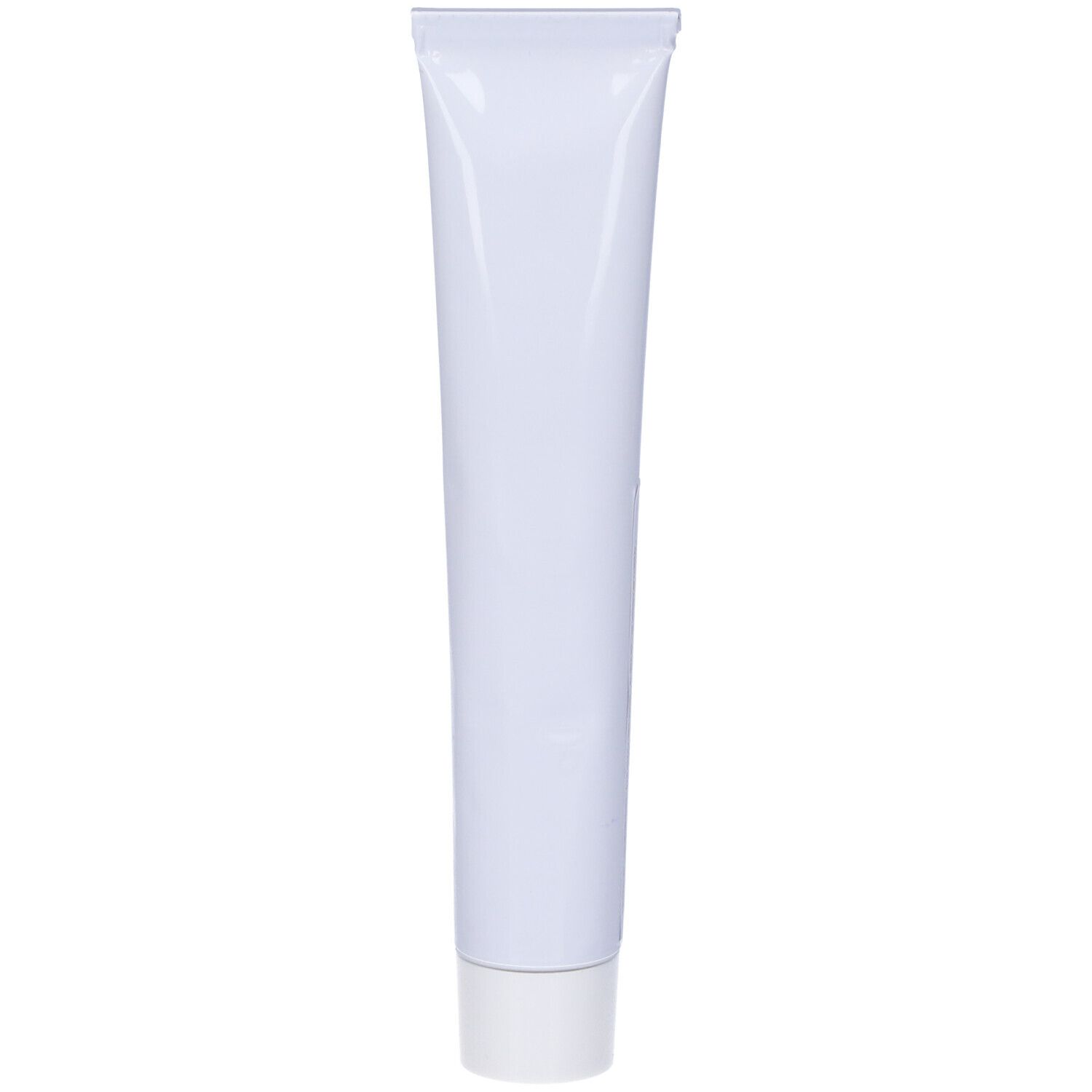 Tubo bianco con tappo a vite bianco. Nessun altro dettaglio visibile.