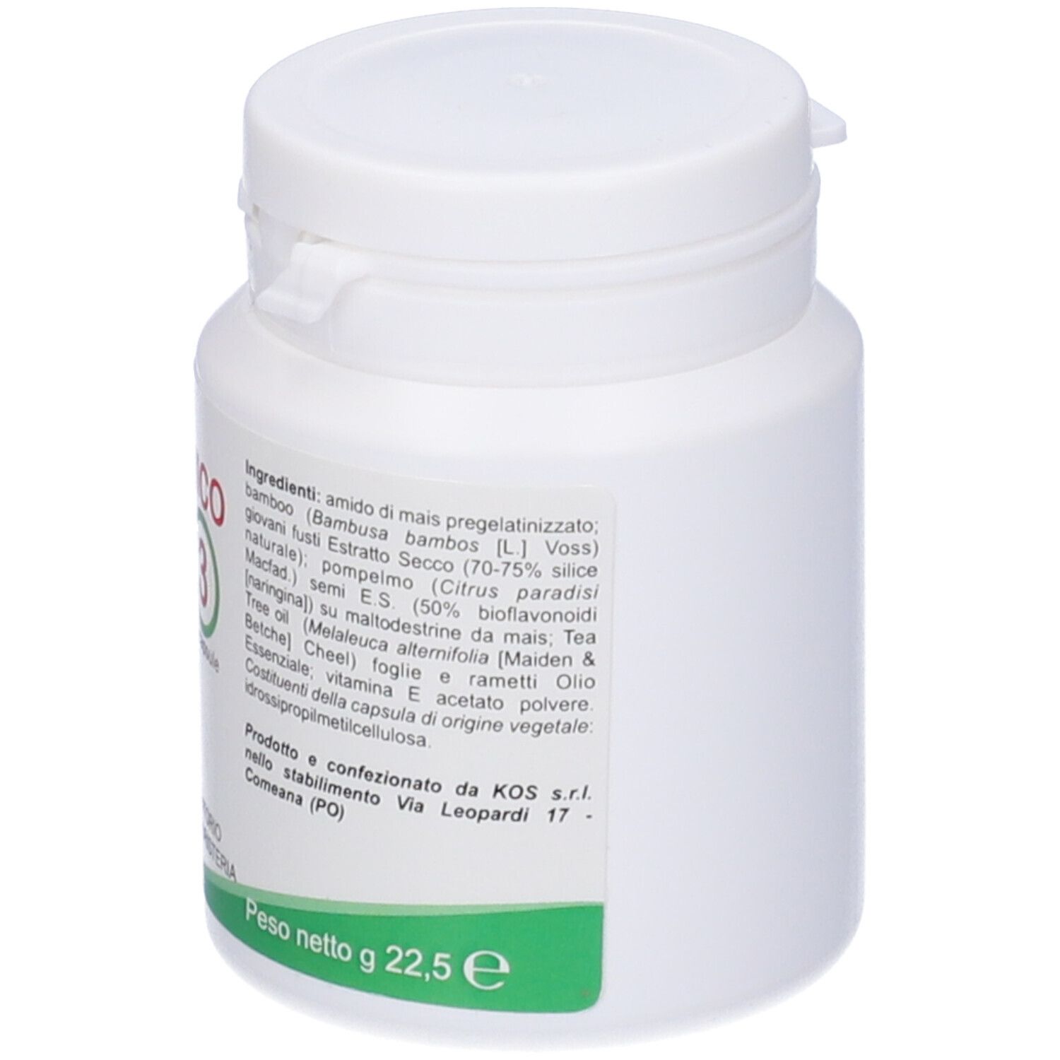 Flacone bianco con ingredienti e "Blend Mico 3".