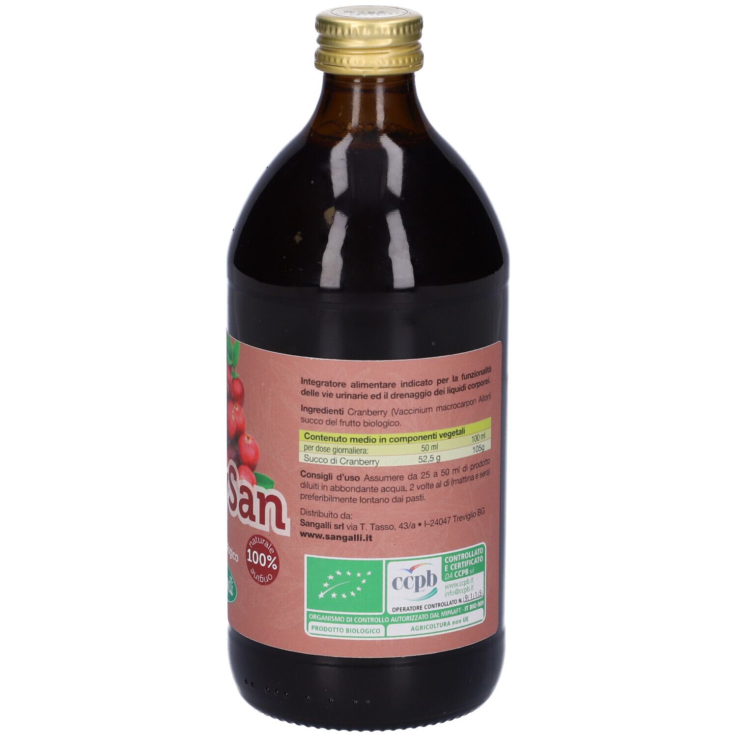Berrysan Puro Succo Cranberry 500 Ml