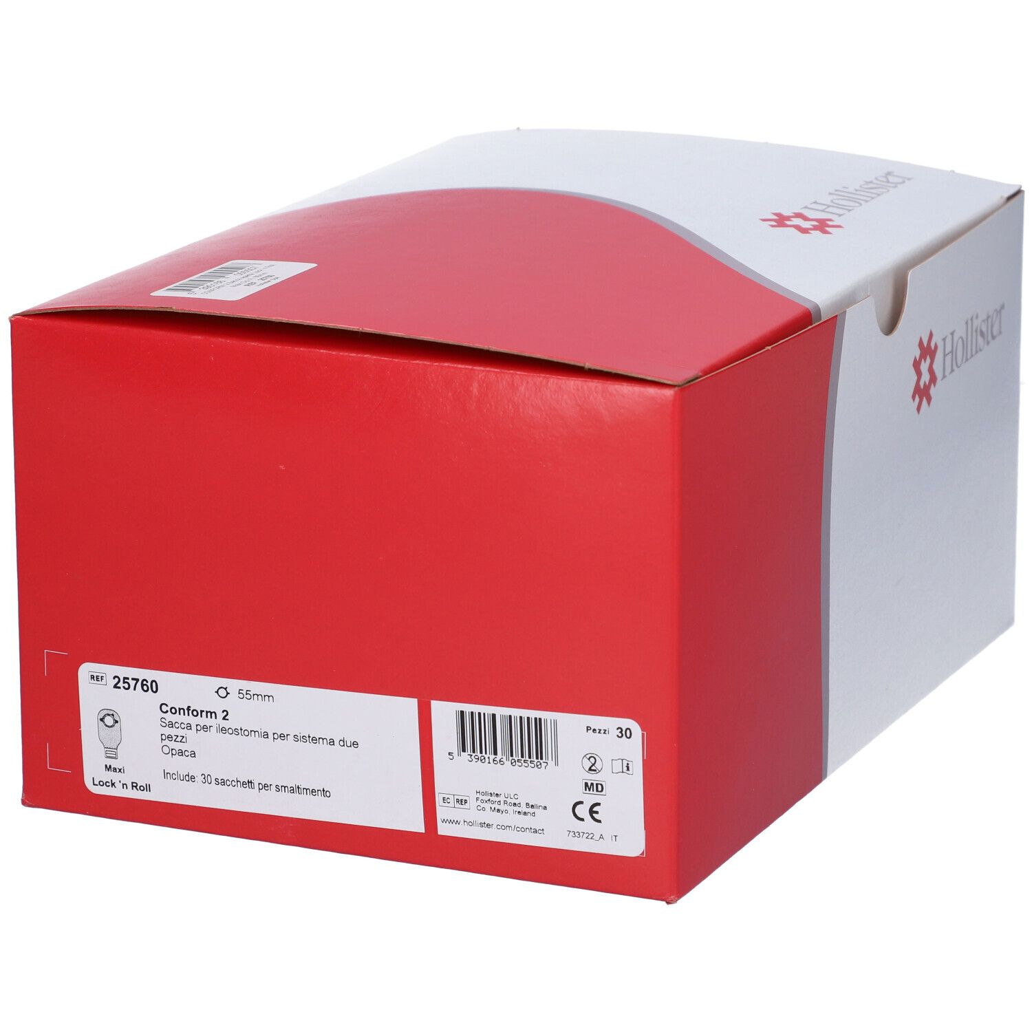 Confezione rossa e bianca. "Conform 2" e "55mm" visibili. Codice a barre e informazioni.