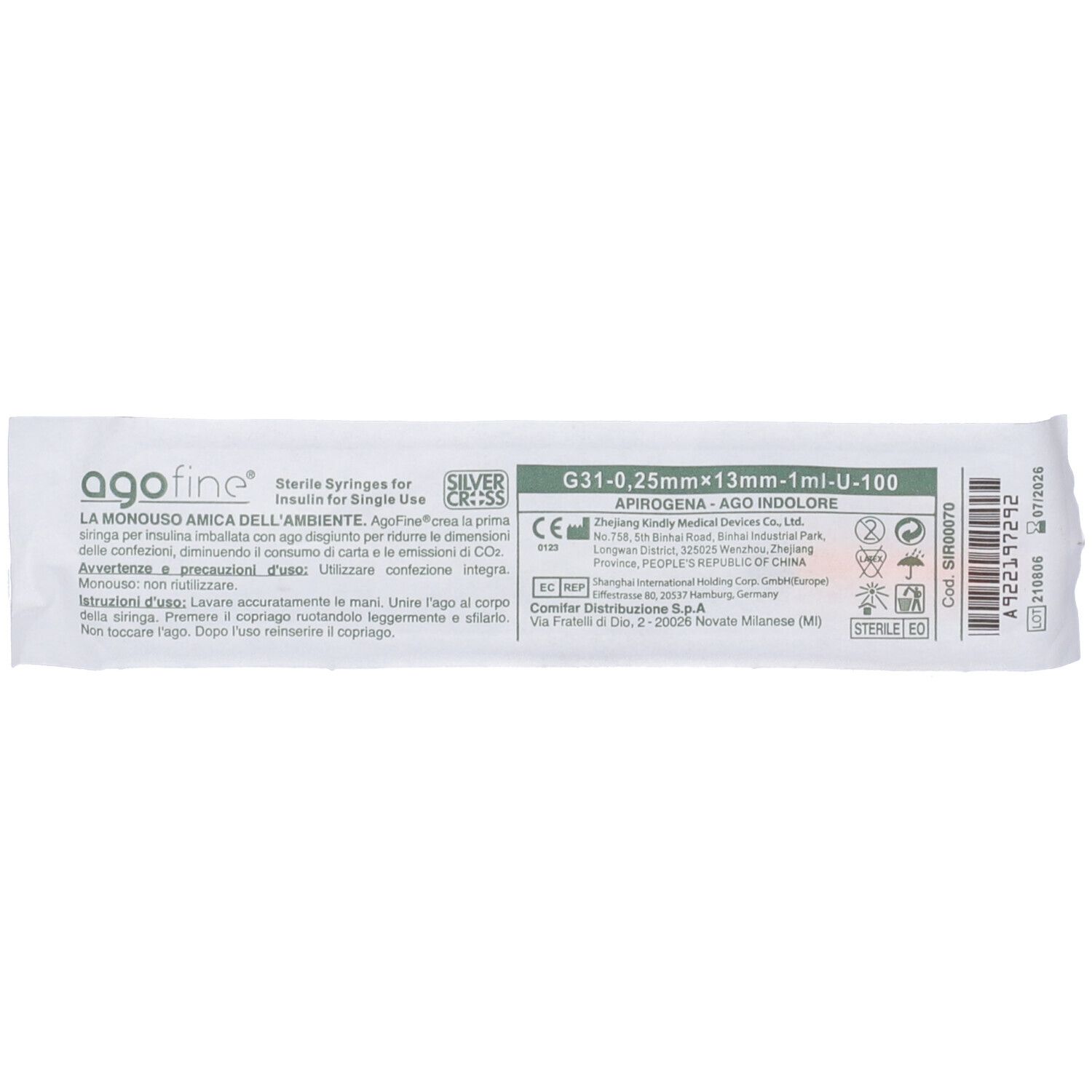 Siringa Per Insulina Agofine 1 Ml Ago Gauge 31 1 Pezzo