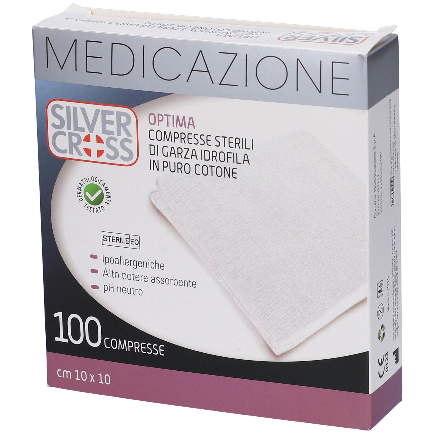 Garza Silvercross Cotone 10X10Cm 100 Pezzi