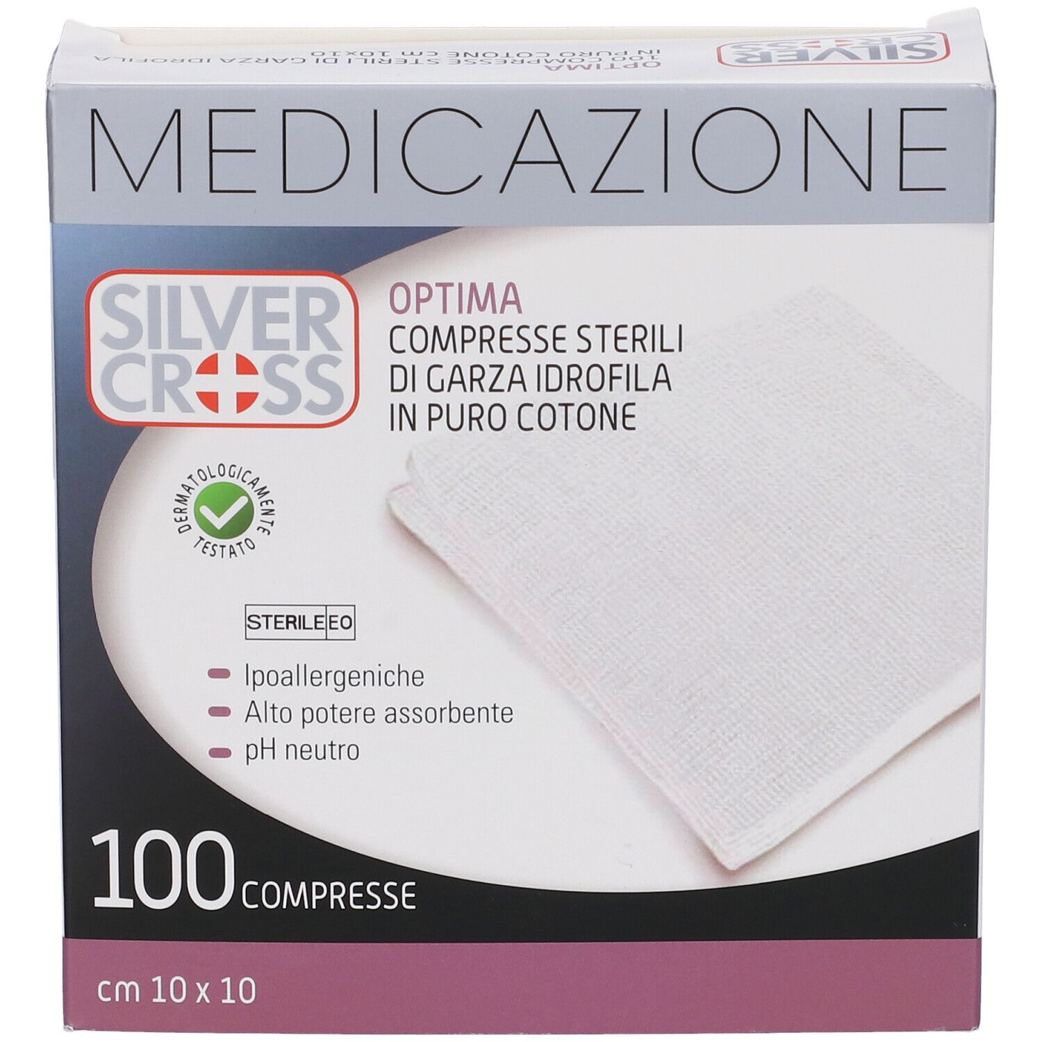 Garza Silvercross Cotone 10X10Cm 100 Pezzi