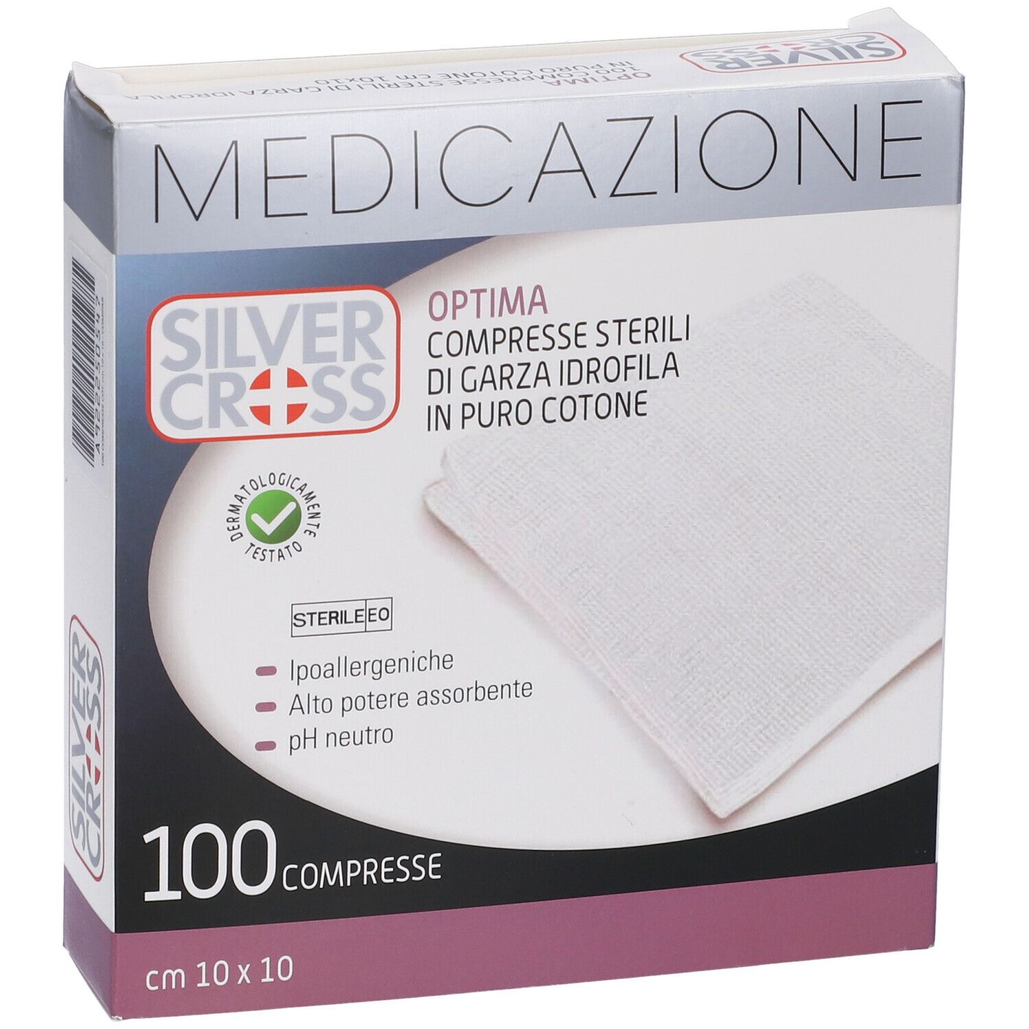 Garza Silvercross Cotone 10X10Cm 100 Pezzi