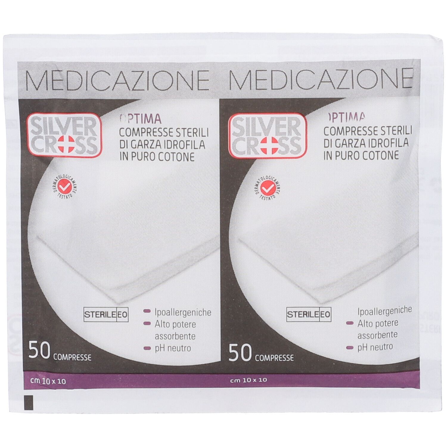 Garza Silvercross Cotone 10X10Cm 50 Pezzi