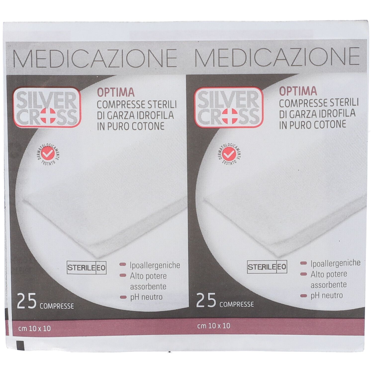 Garza Silvercross Cotone 10X10Cm 25 Pezzi