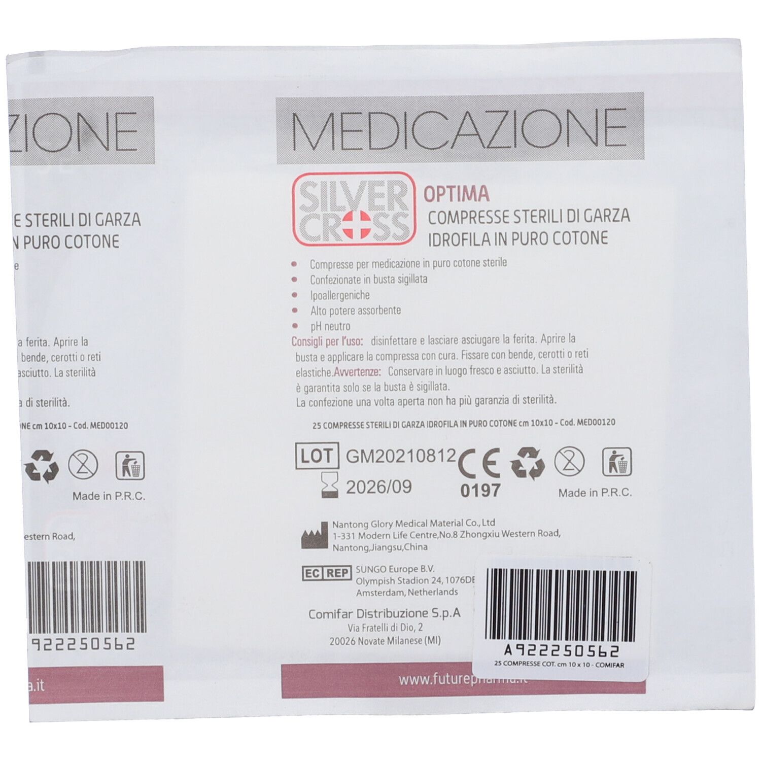 Garza Silvercross Cotone 10X10Cm 25 Pezzi