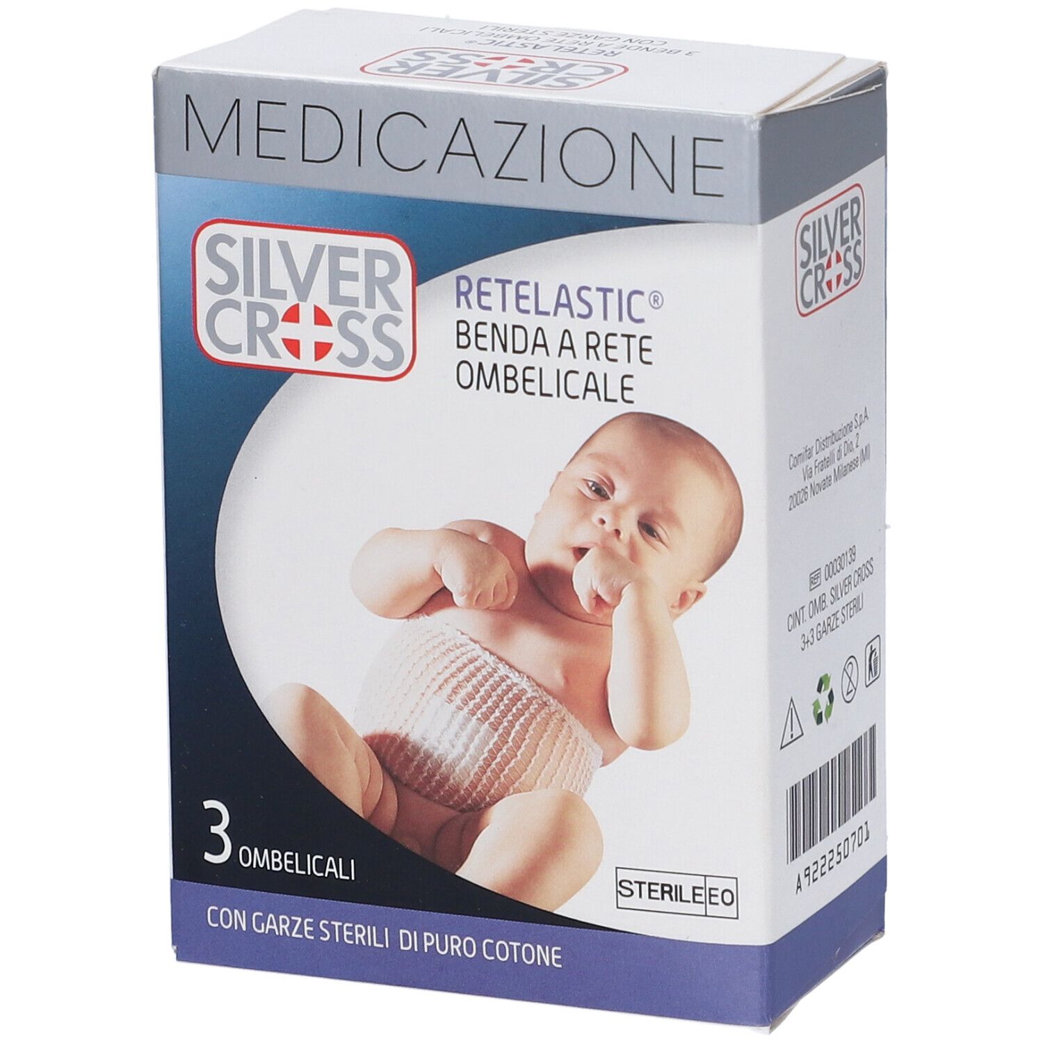 Silvercross Retelastic Medicazione Ombelicale 3 Pezzi