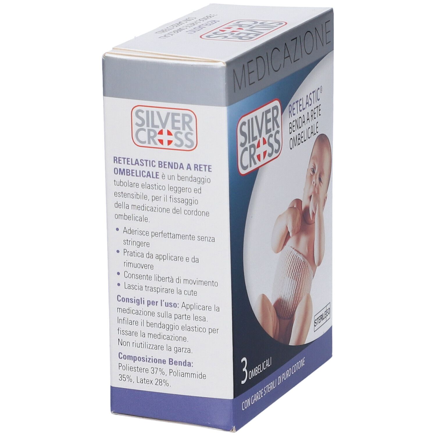 Silvercross Retelastic Medicazione Ombelicale 3 Pezzi