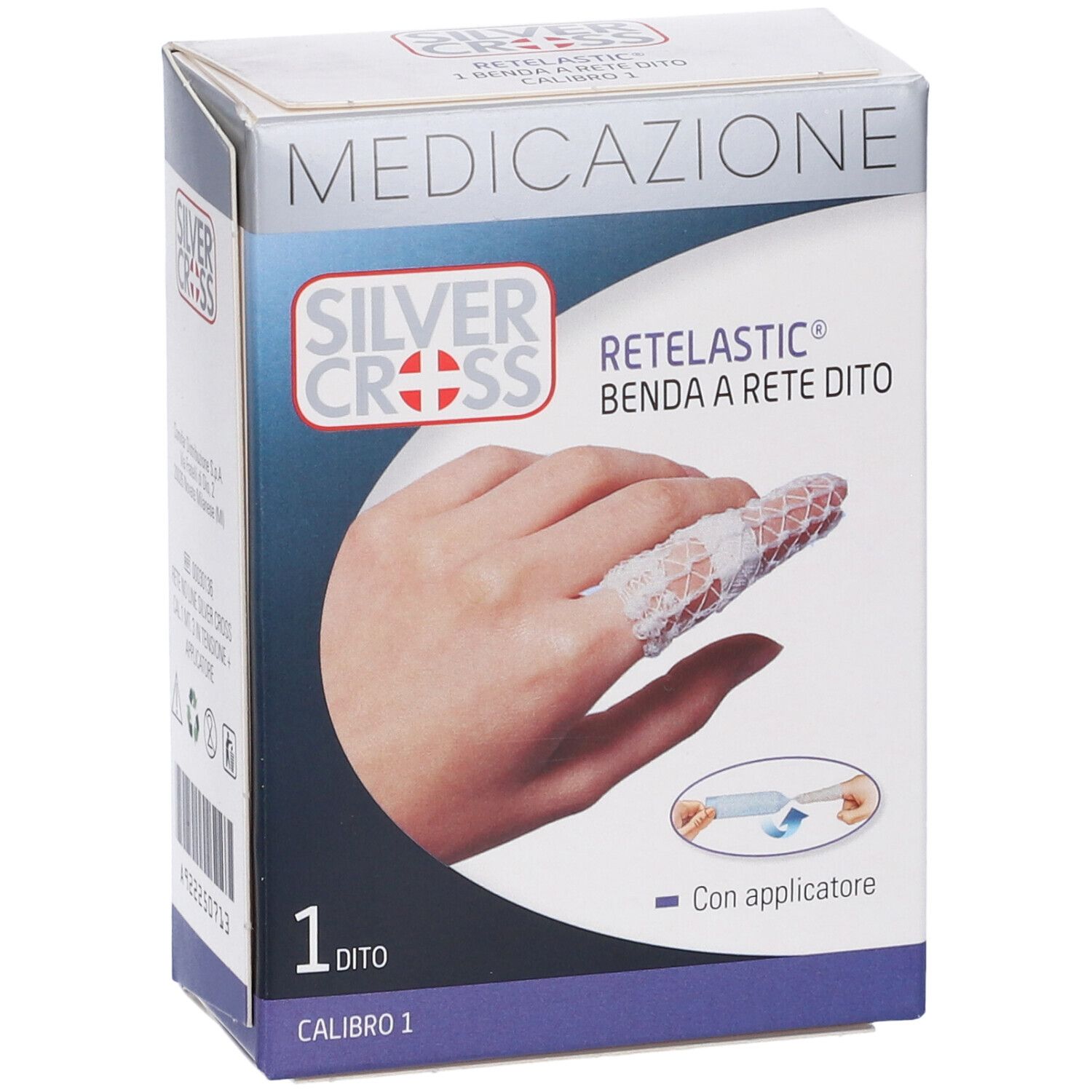 Benda a rete per dito Silver Cross. Con applicatore. Confezione da 1 pezzo. Calibro 1.