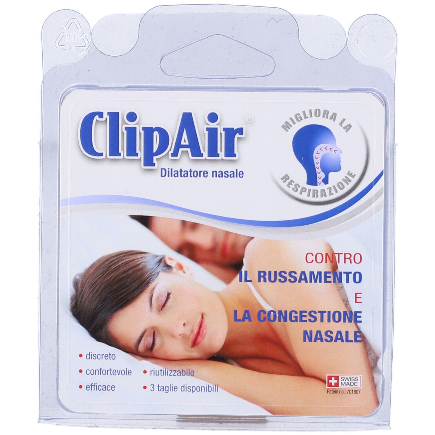 Clip Air Dilatatore Nasale 3 Pezzi Piccolo + Medio + Grande