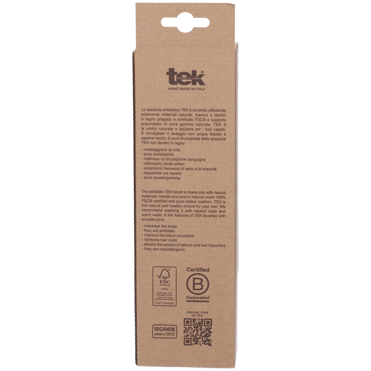 Tek - Spazzola Rettangolare Grande con Dente Corto