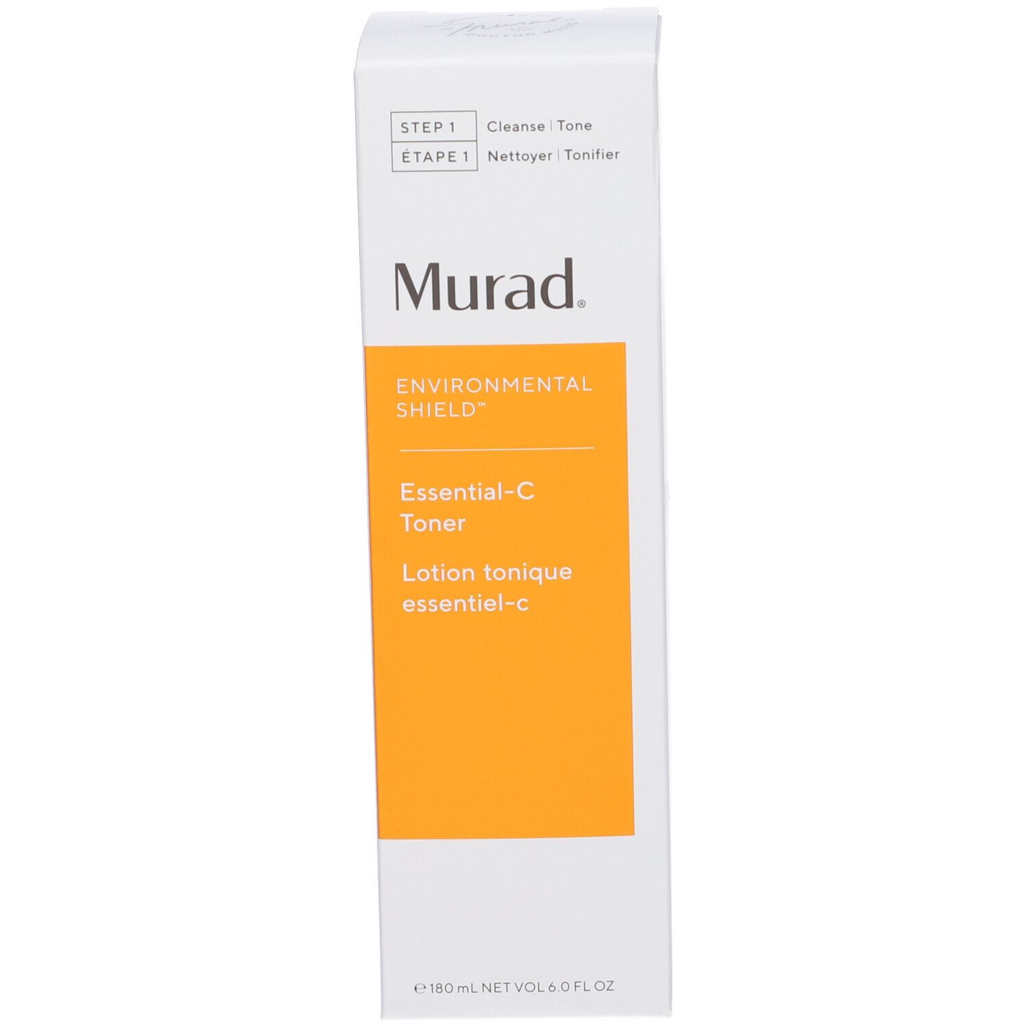 Scatola bianca con testo: Murad, Environmental Shield, Essential-C Toner. 180 ml.