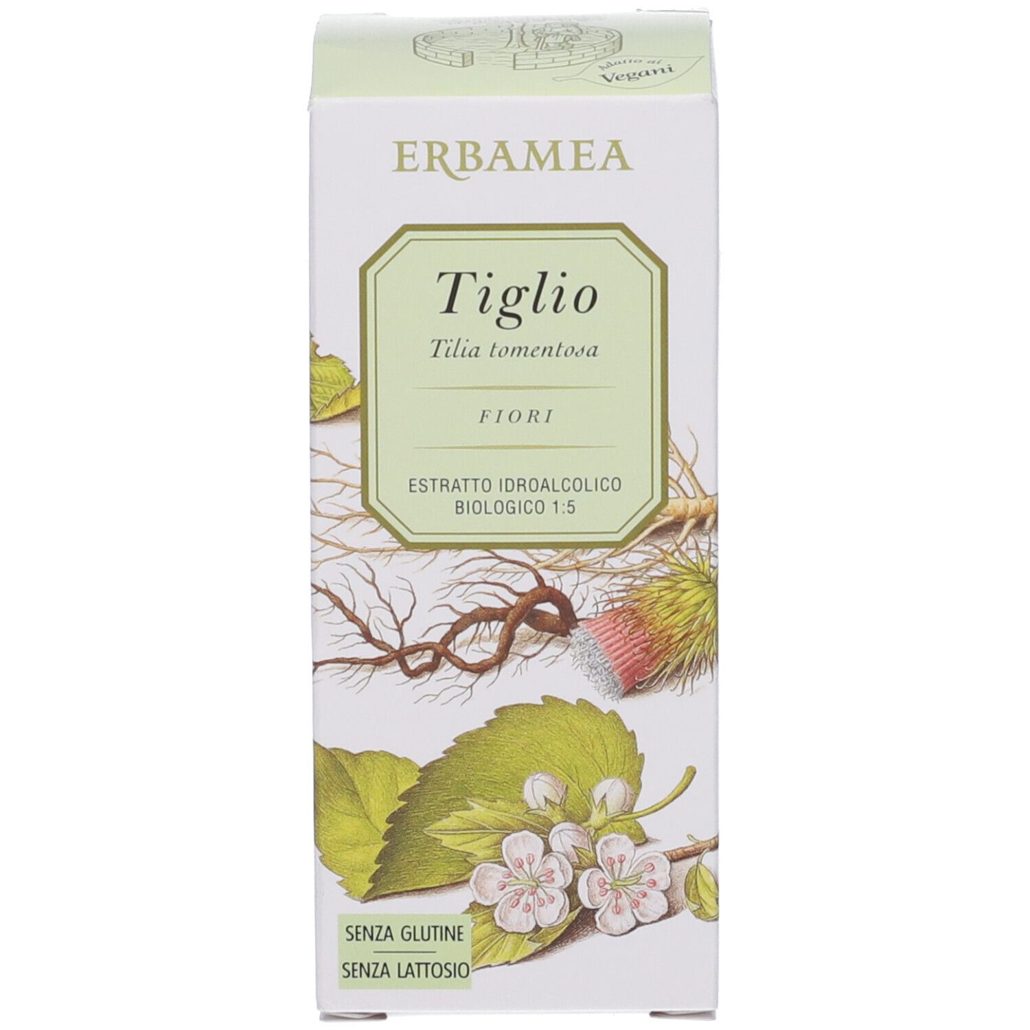 Confezione del prodotto. Scatola con nome del prodotto, illustrazioni e testo. Vista frontale.