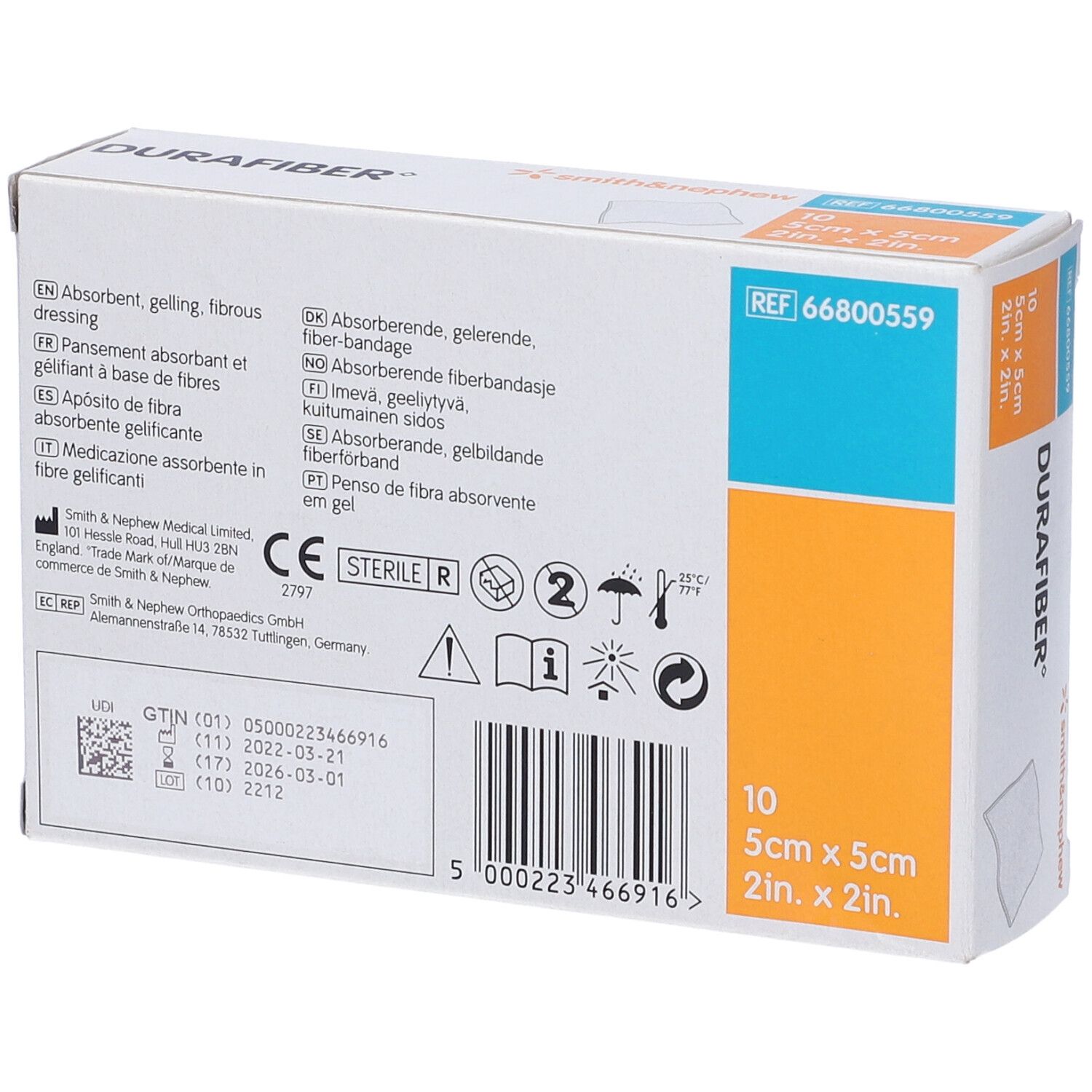 Durafiber Medicazione Gelificante 5cm x 5cm