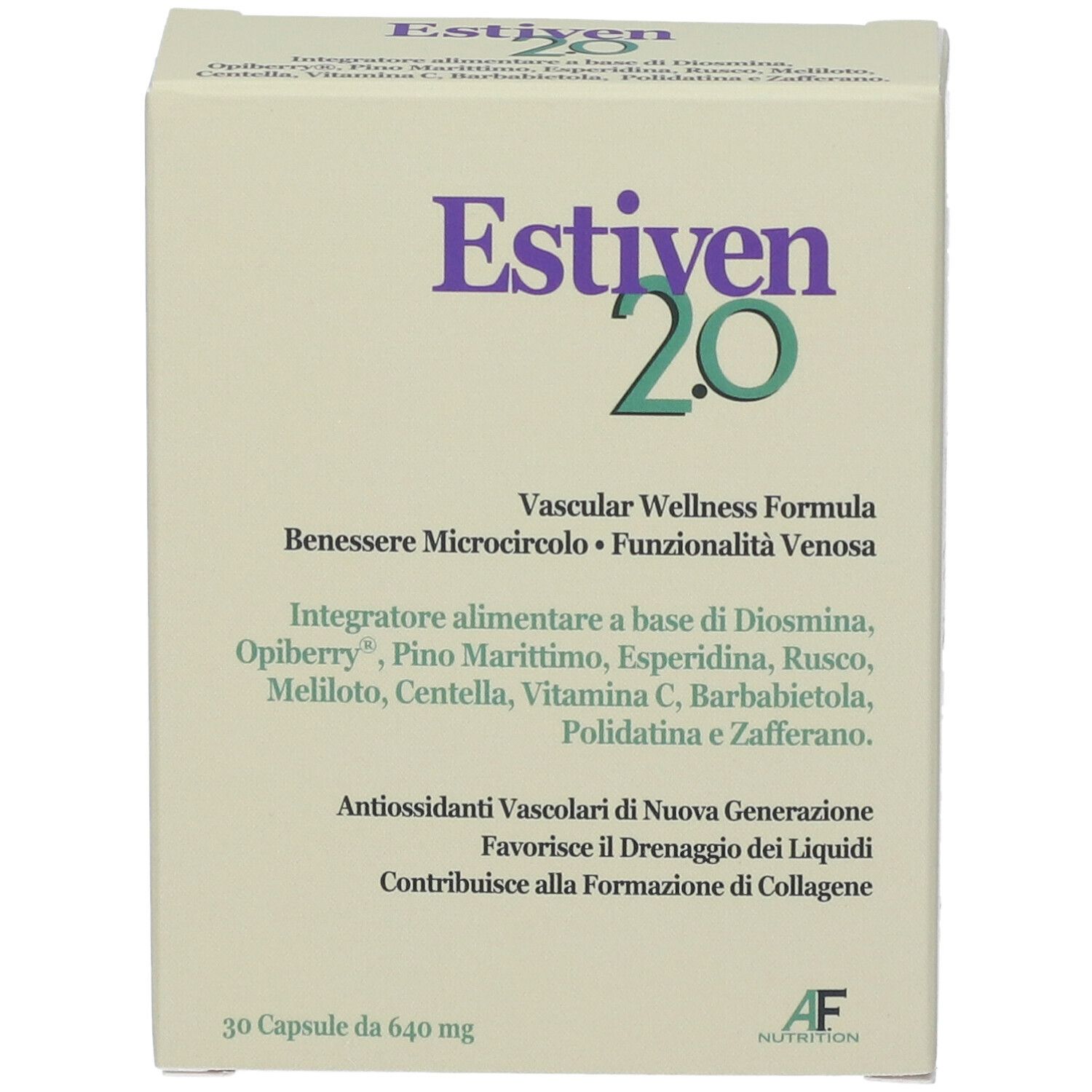 Confezione Estiven 2.0, fronte con nome del prodotto.