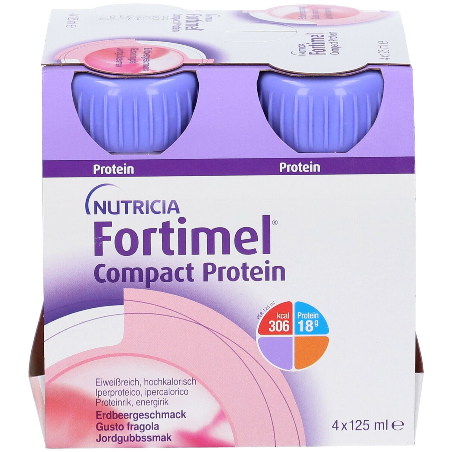 Fortimel Compact Protein Fragola 4 Bottiglie 125 Ml