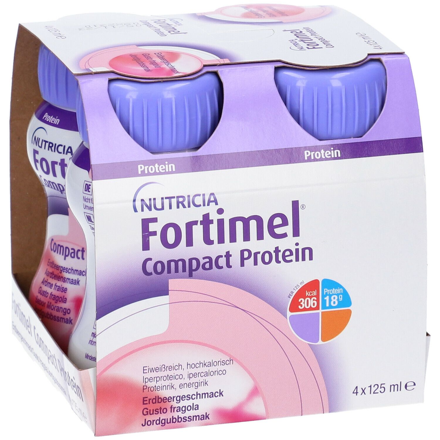 Fortimel Compact Protein Fragola 4 Bottiglie 125 Ml