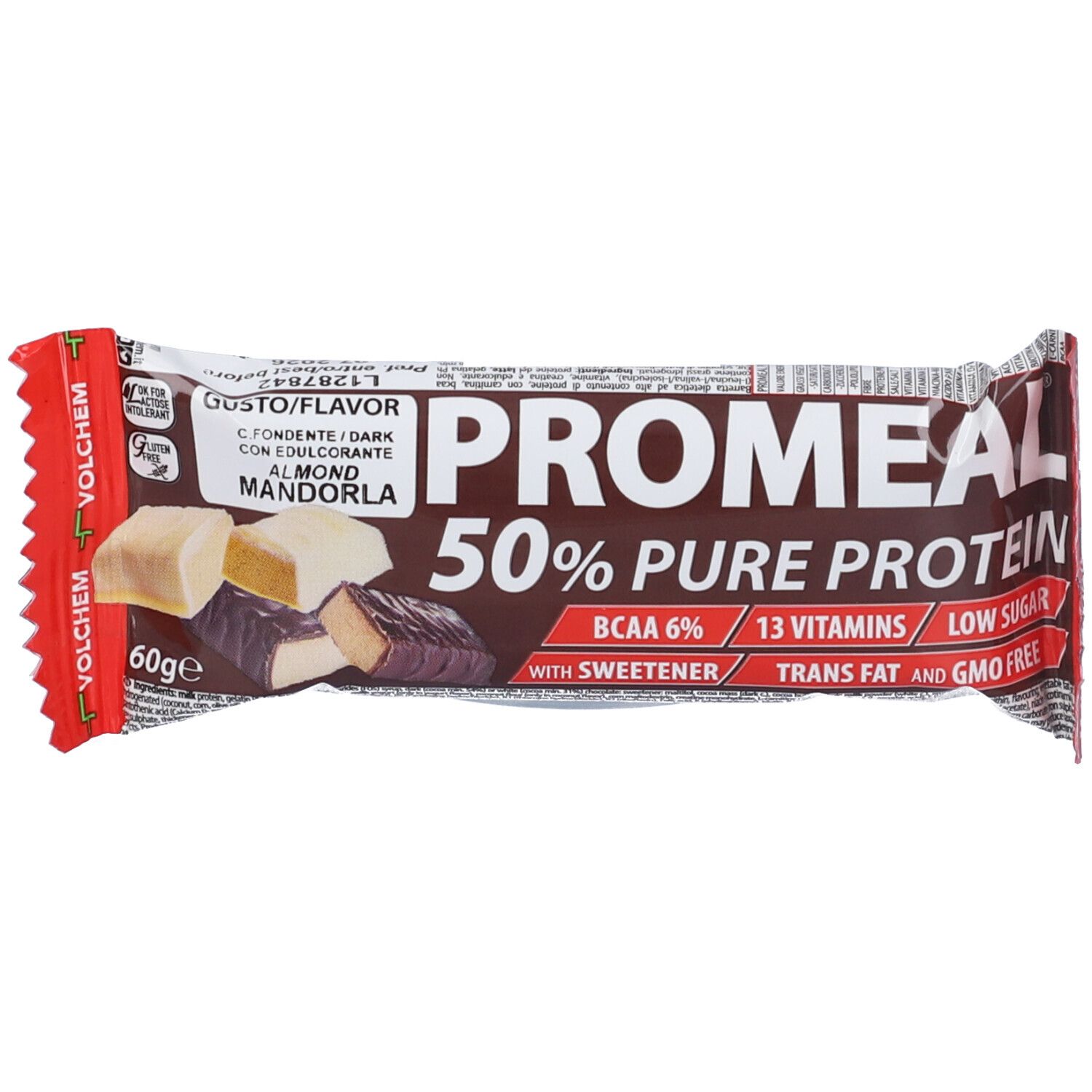 VOLCHEM Promeal Pure Protein 50% Barretta Gusto Cioccolato Fondente e Mandorla