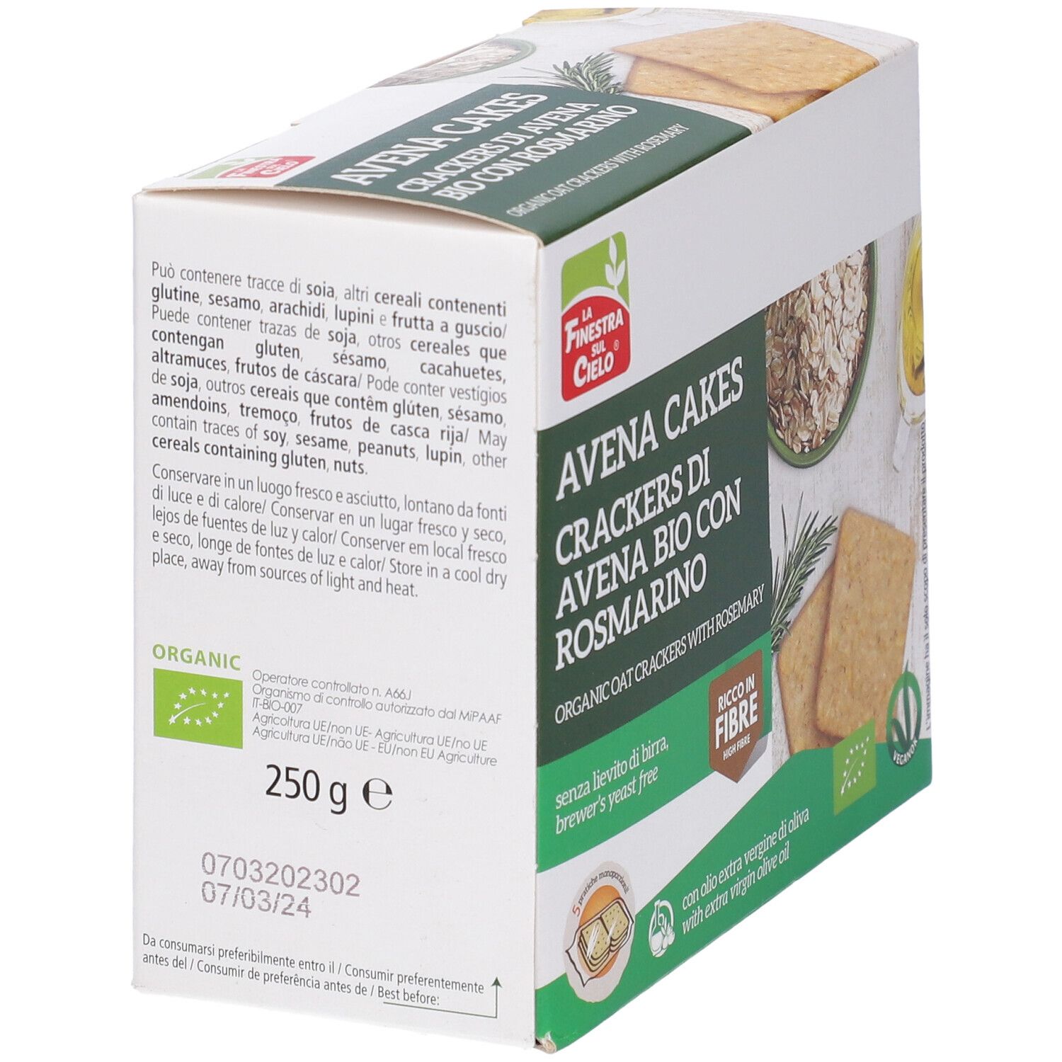 Fsc Avenacakes Crackers Di Avena Con Rosmarino Bio Vegan Senza Lievito Di Birra Con Olio Extravergine Di Oliva 250 G