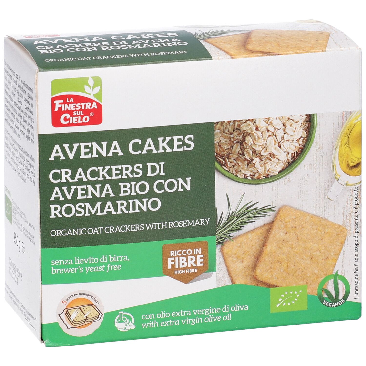 Fsc Avenacakes Crackers Di Avena Con Rosmarino Bio Vegan Senza Lievito Di Birra Con Olio Extravergine Di Oliva 250 G