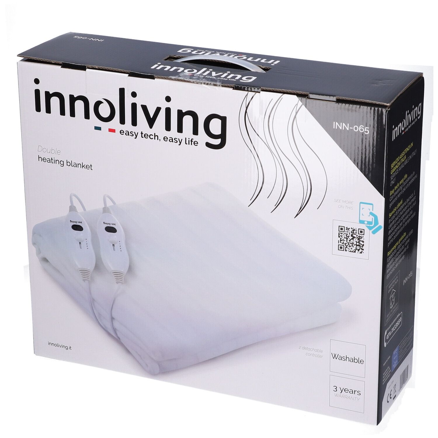 Confezione InnoLiving. Rappresentata coperta termica bianca.