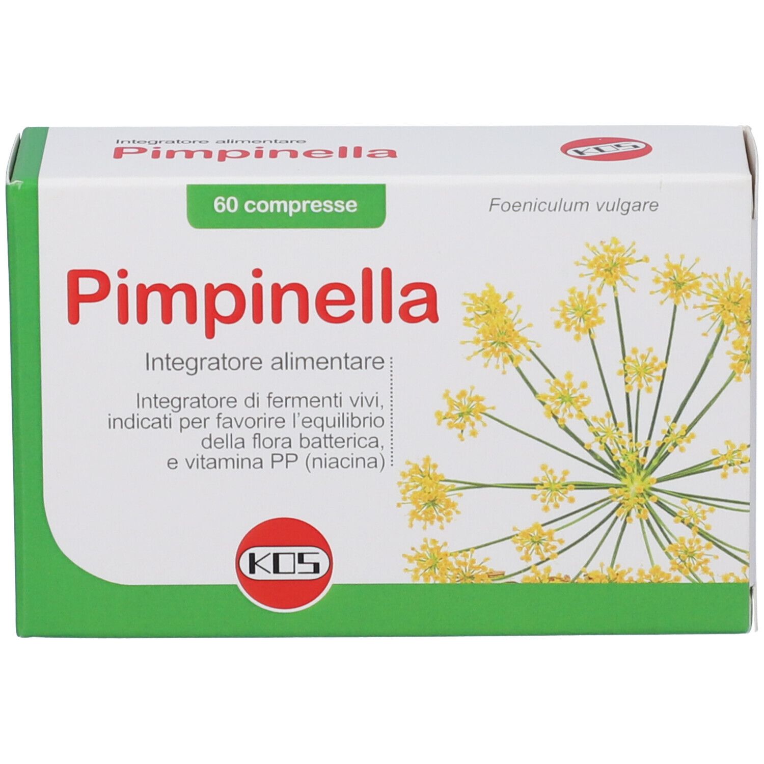 Pimpinella Integratore alimentare, 60 compresse. Con finocchio e vitamina PP.