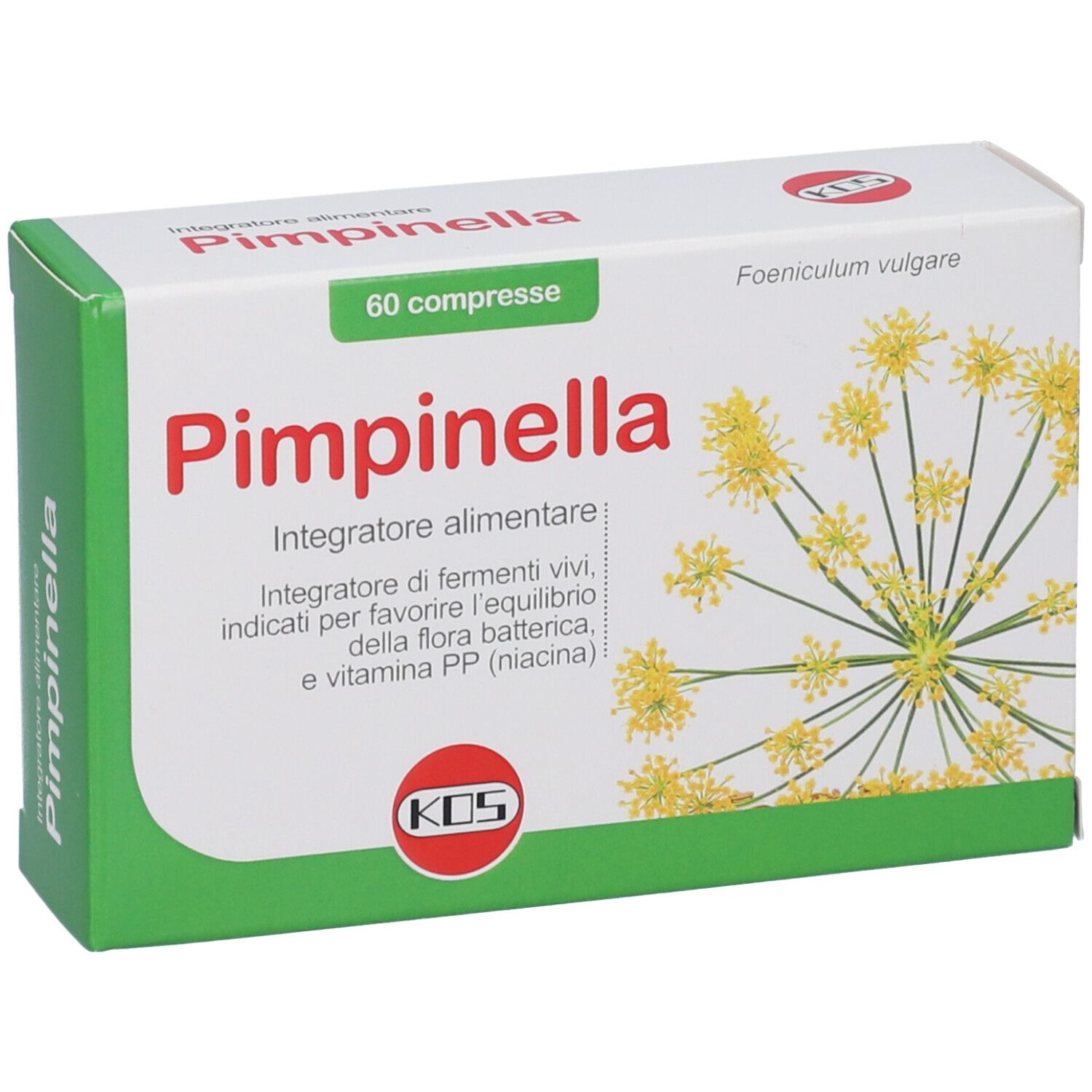 Pimpinella 60 compresse. Integratore alimentare con fermenti vivi, finocchio e niacina.