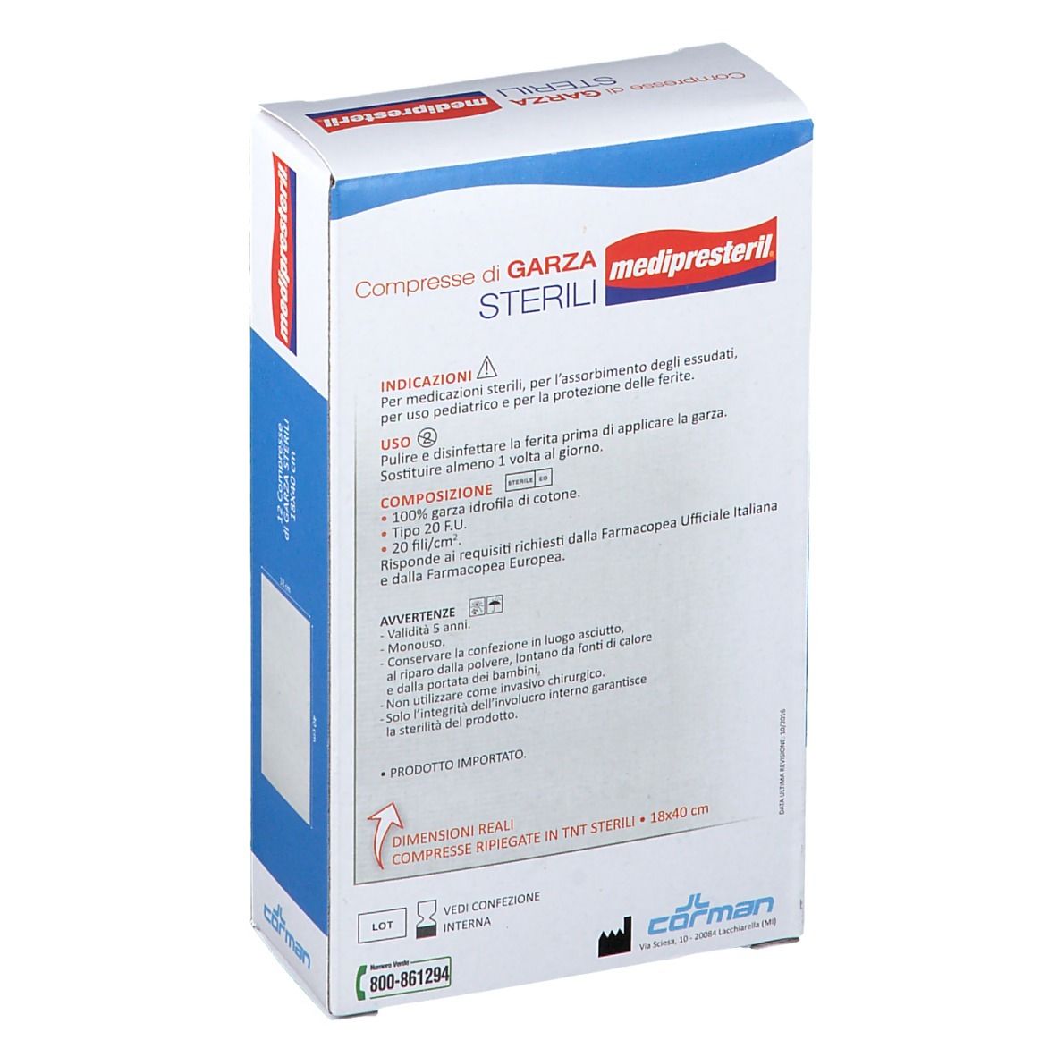 Medipresteril® Compresse di Garza Sterili  18 x 40 cm