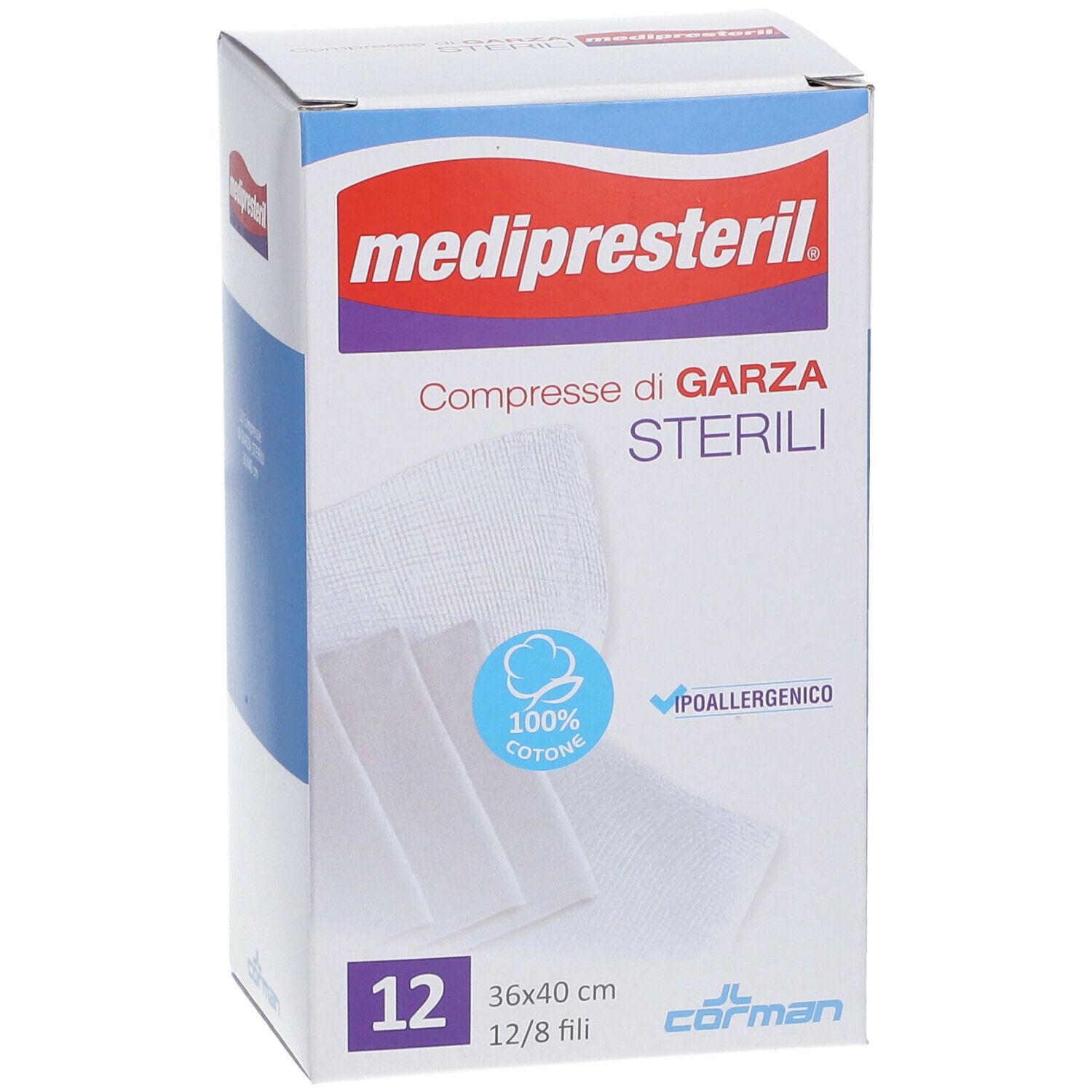 Grasse Compresse Di Garza Sterile TNT 36x40 Cm | Confezione Da 12 Pezzi | Farmacia Zabbán