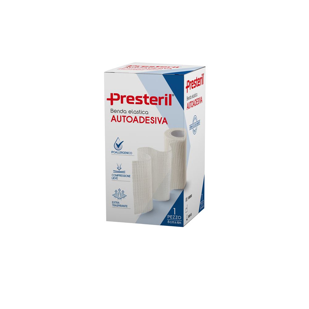 PRESTERIL Benda elastica autoadesiva 8 cm x 4 m tesi